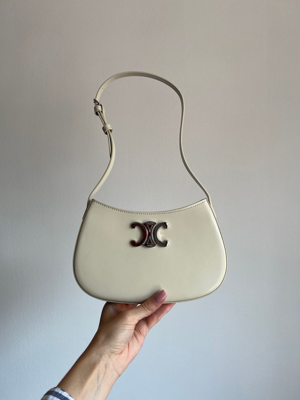 Celine Medium Tilly Bag in Shiny Calfskin Cream - 2