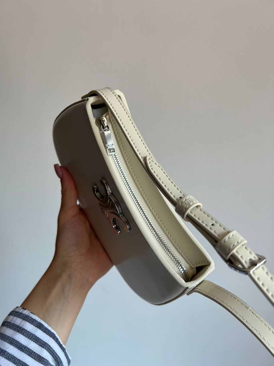 Celine Medium Tilly Bag in Shiny Calfskin Cream - 8