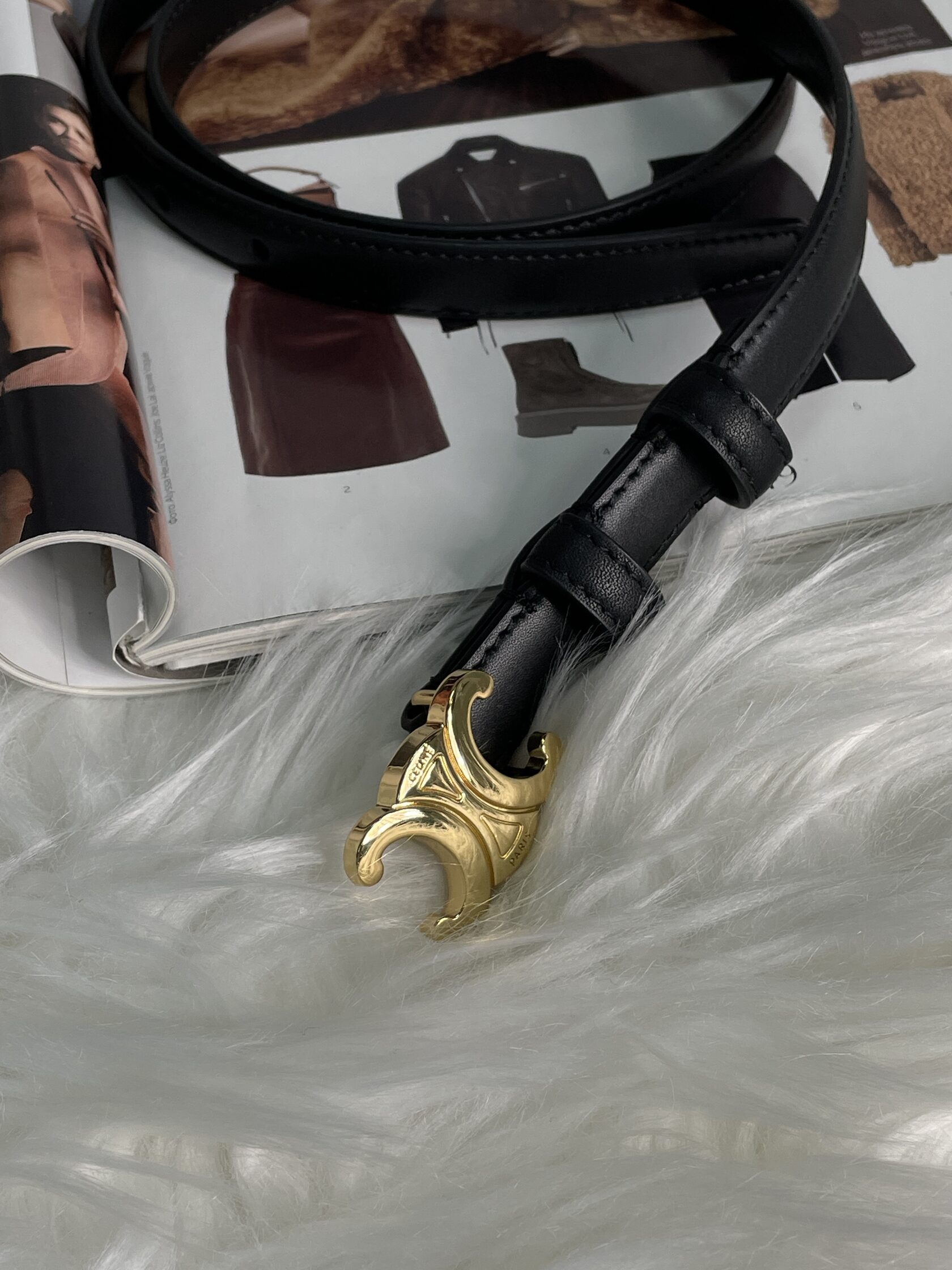 Celine Medium Triomphe Belt In Taurillon Leather Black - 8