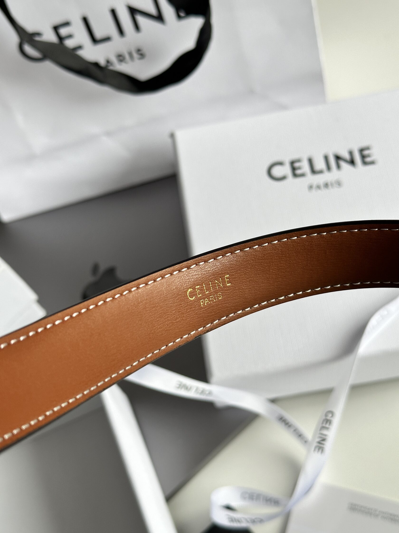Celine Medium Triomphe Belt In Triomphe Canvas And Calfskin Tan - 9