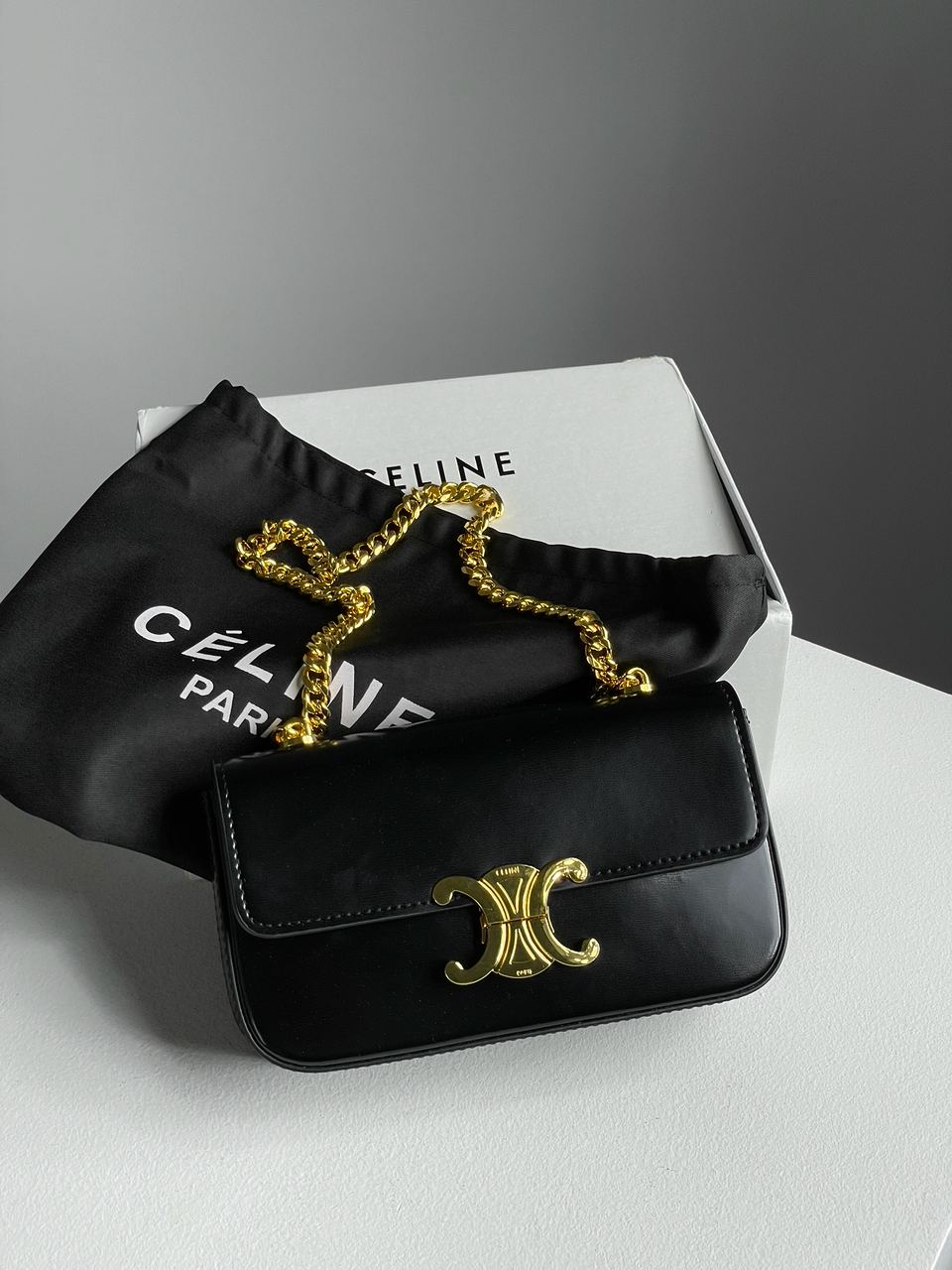 Celine Shoulder Bag Claude In Shiny Calfskin Black - 3