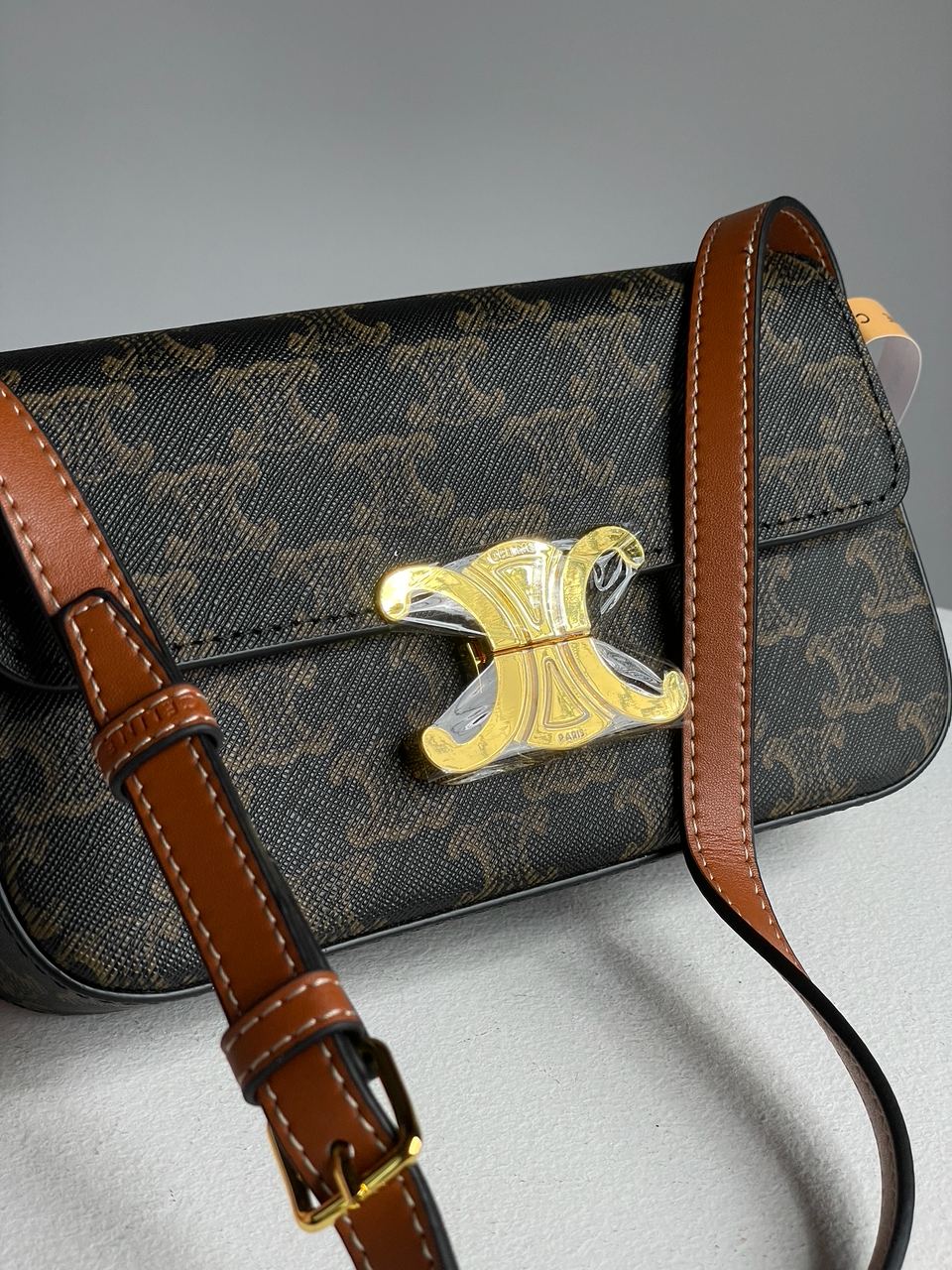 Celine Shoulder Bag Claude In Triomphe Canvas And Calfskin Tan - 10