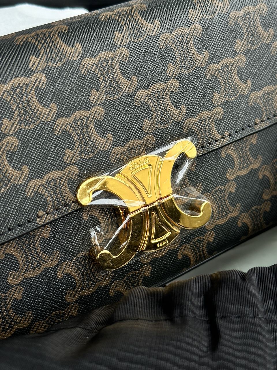 Celine Shoulder Bag Claude In Triomphe Canvas And Calfskin Tan - 14