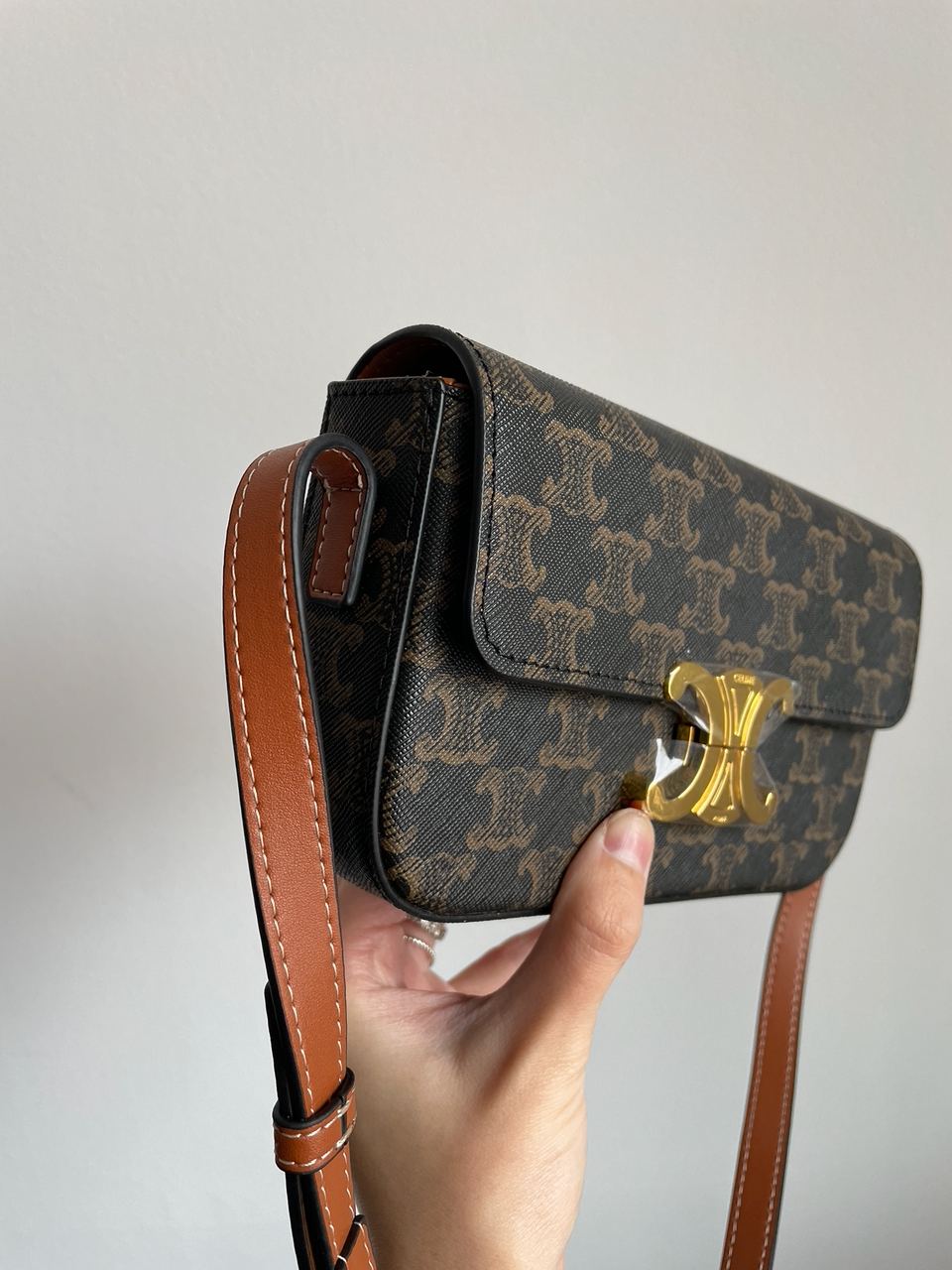 Celine Shoulder Bag Claude In Triomphe Canvas And Calfskin Tan - 16