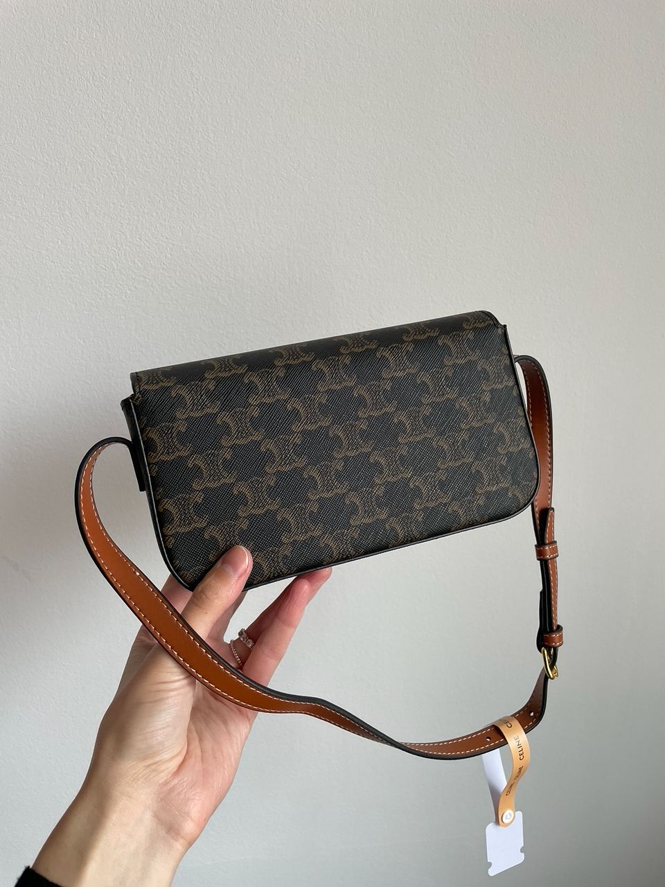 Celine Shoulder Bag Claude In Triomphe Canvas And Calfskin Tan - 21