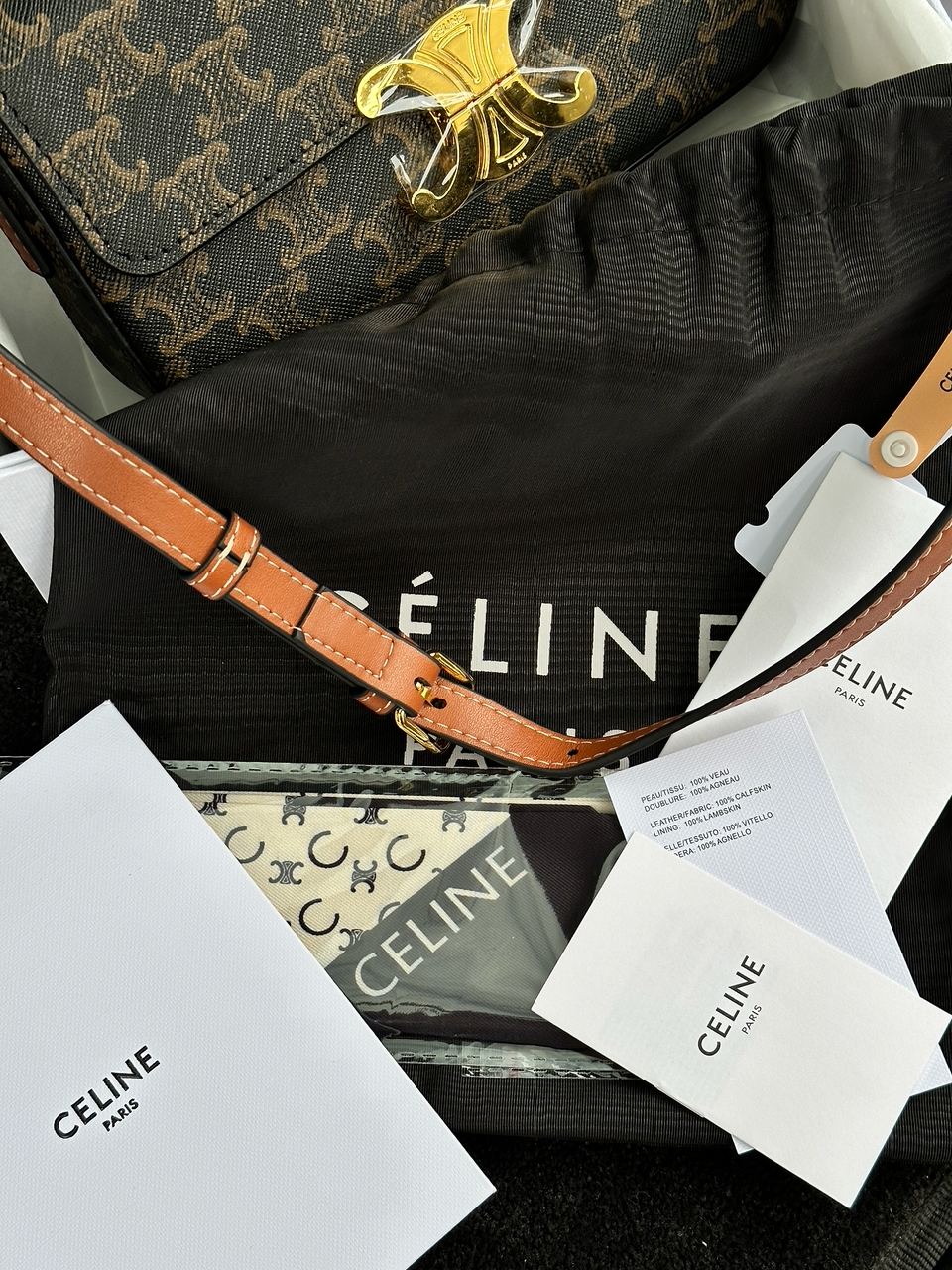 Celine Shoulder Bag Claude In Triomphe Canvas And Calfskin Tan - 25