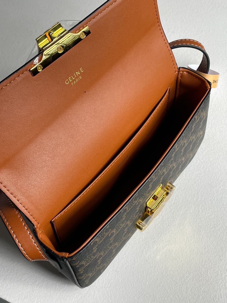 Celine Shoulder Bag Claude In Triomphe Canvas And Calfskin Tan - 28