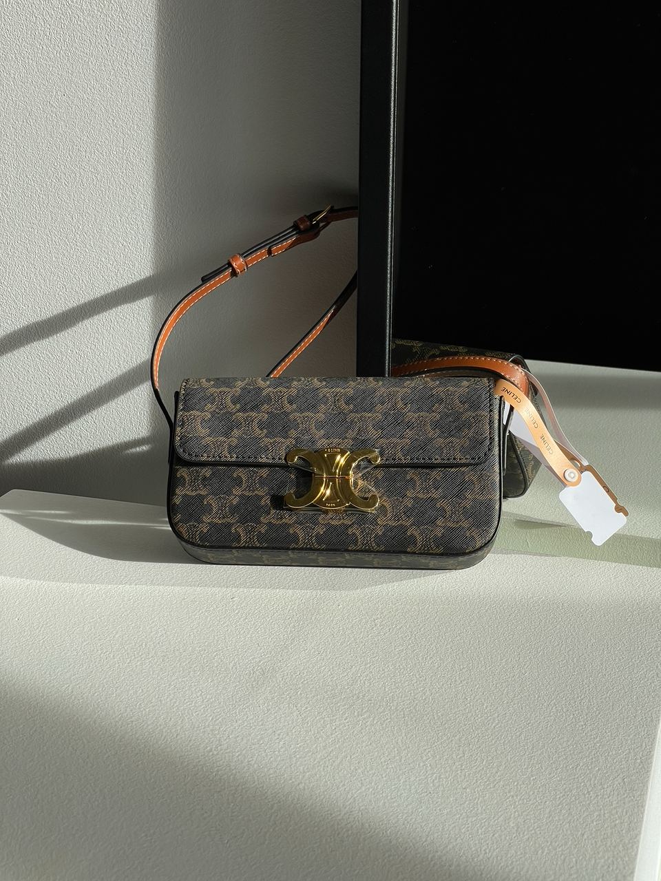 Celine Shoulder Bag Claude In Triomphe Canvas And Calfskin Tan - 3