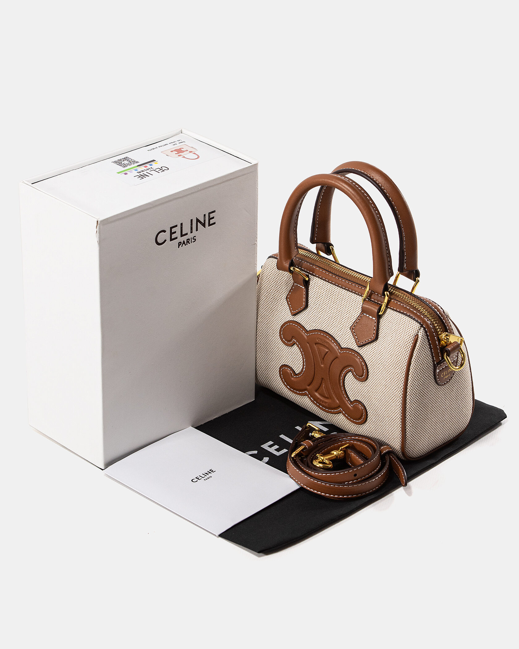 Celine Small Boston Cuir Triomphe in Textile and Calfskin - 2