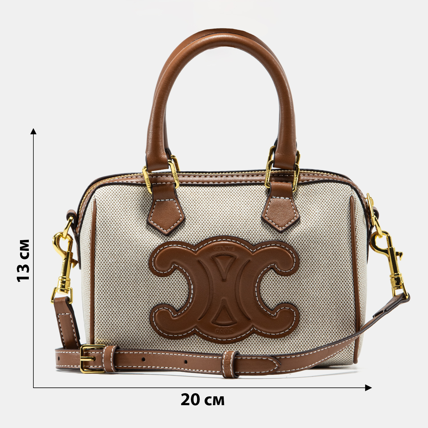 Celine Small Boston Cuir Triomphe in Textile and Calfskin - 3