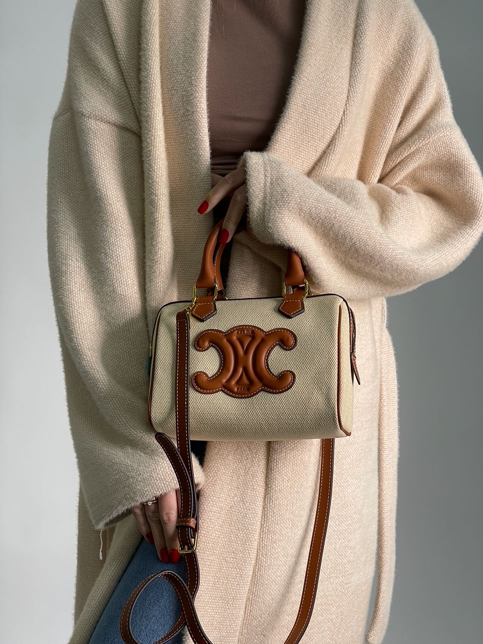 Celine Small Boston Cuir Triomphe in Textile and Calfskin - 10