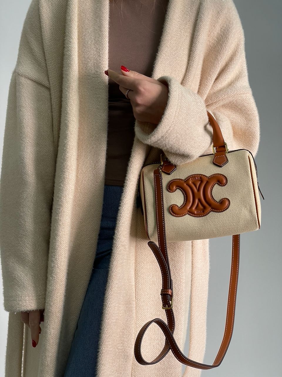 Celine Small Boston Cuir Triomphe in Textile and Calfskin - 11