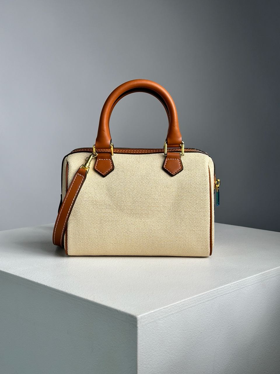 Celine Small Boston Cuir Triomphe in Textile and Calfskin - 17