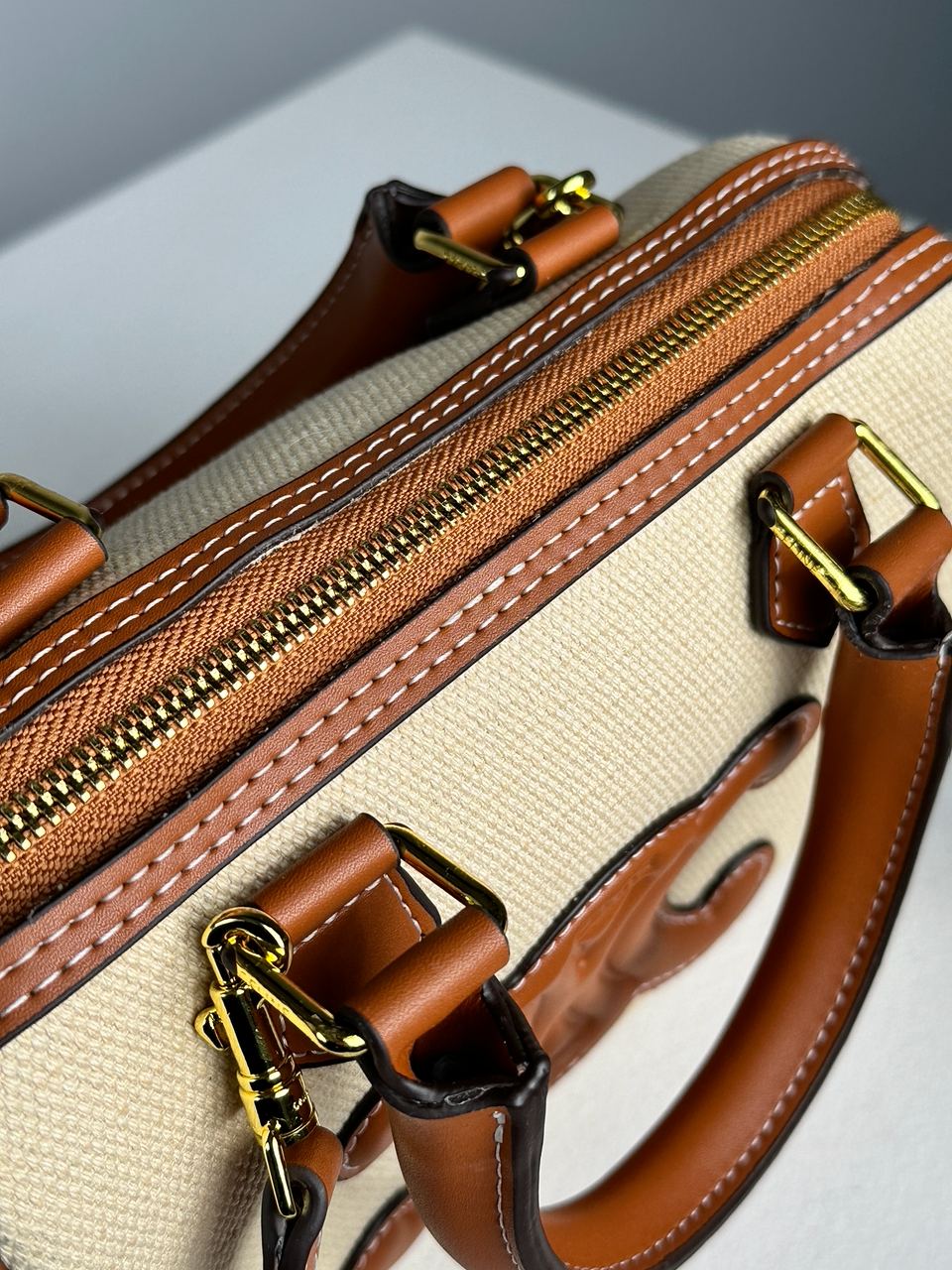 Celine Small Boston Cuir Triomphe in Textile and Calfskin - 22