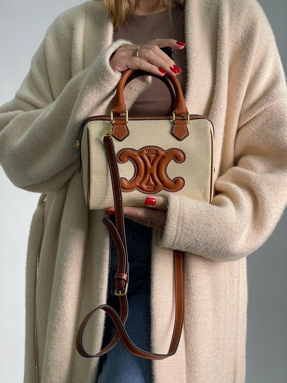 Celine Small Boston Cuir Triomphe in Textile and Calfskin - 7