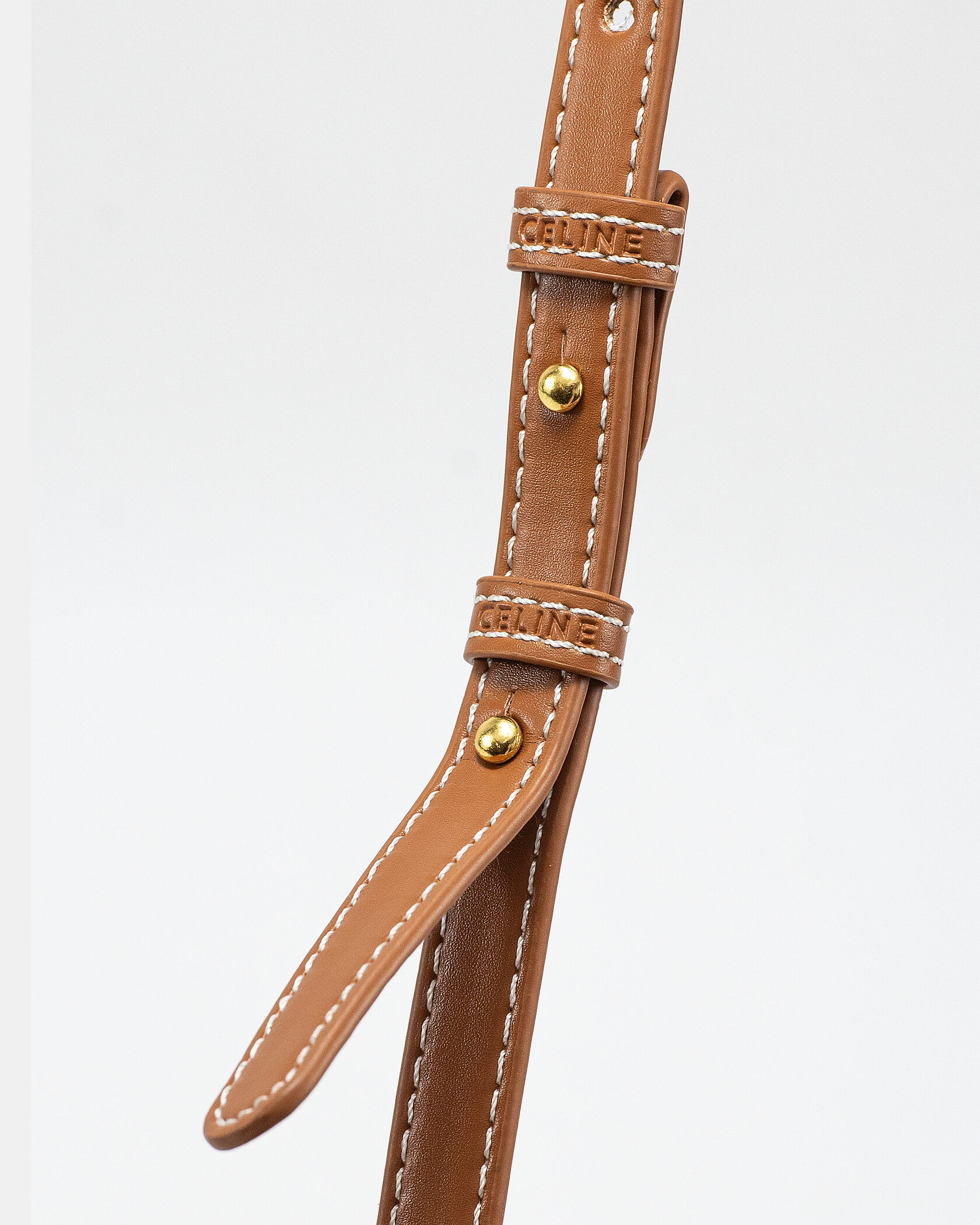 Celine Teen Oval Triomphe Bag in Tan Calfskin - 11