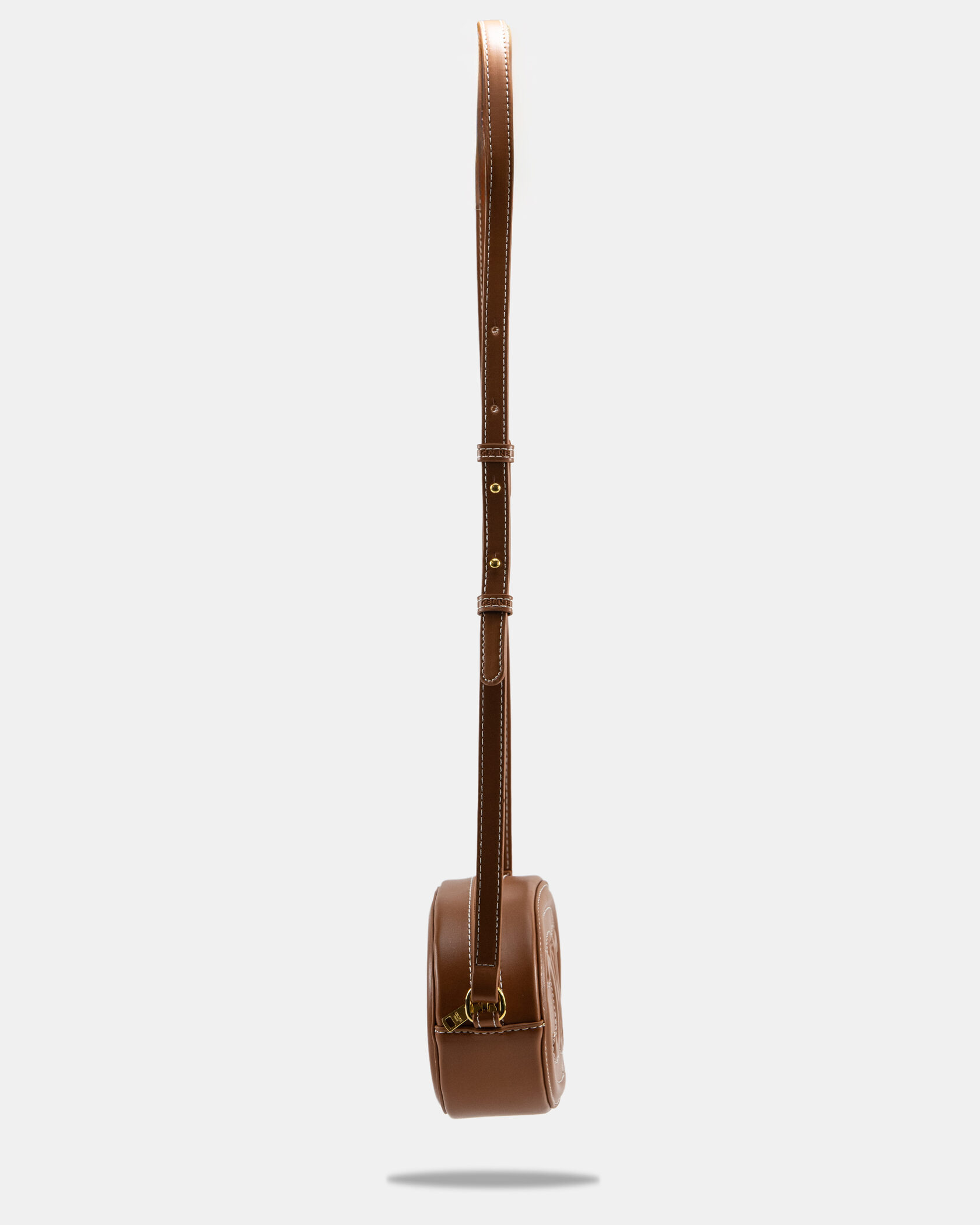 Celine Teen Oval Triomphe Bag in Tan Calfskin - 7