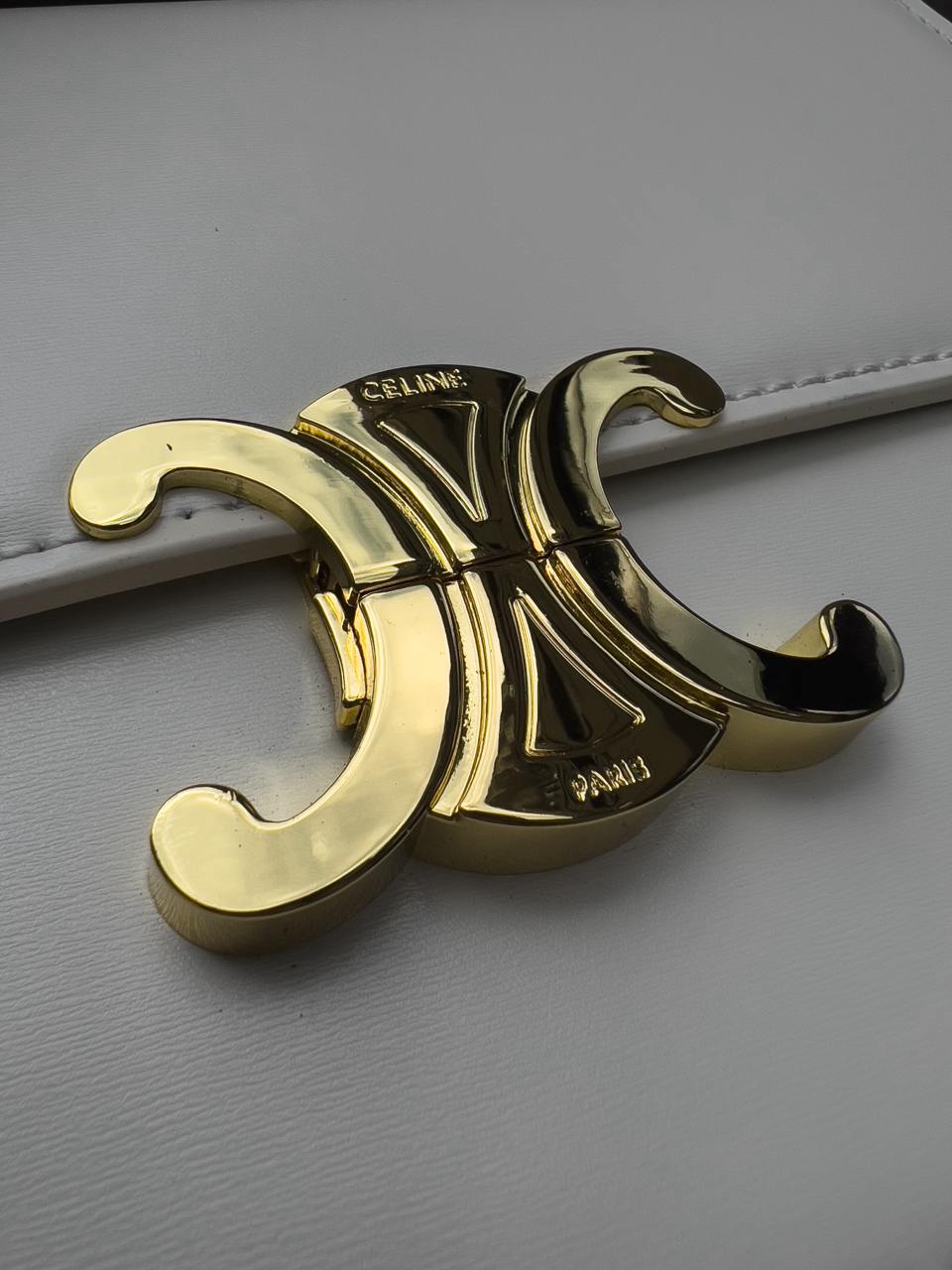 Celine Teen Triomphe Bag Cream in Shiny Calfskin - 17