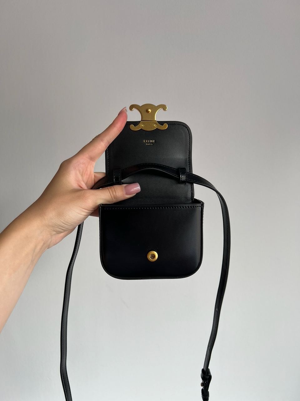 Celine Triomphe Mini Claude Shoulder Bag Black - 8