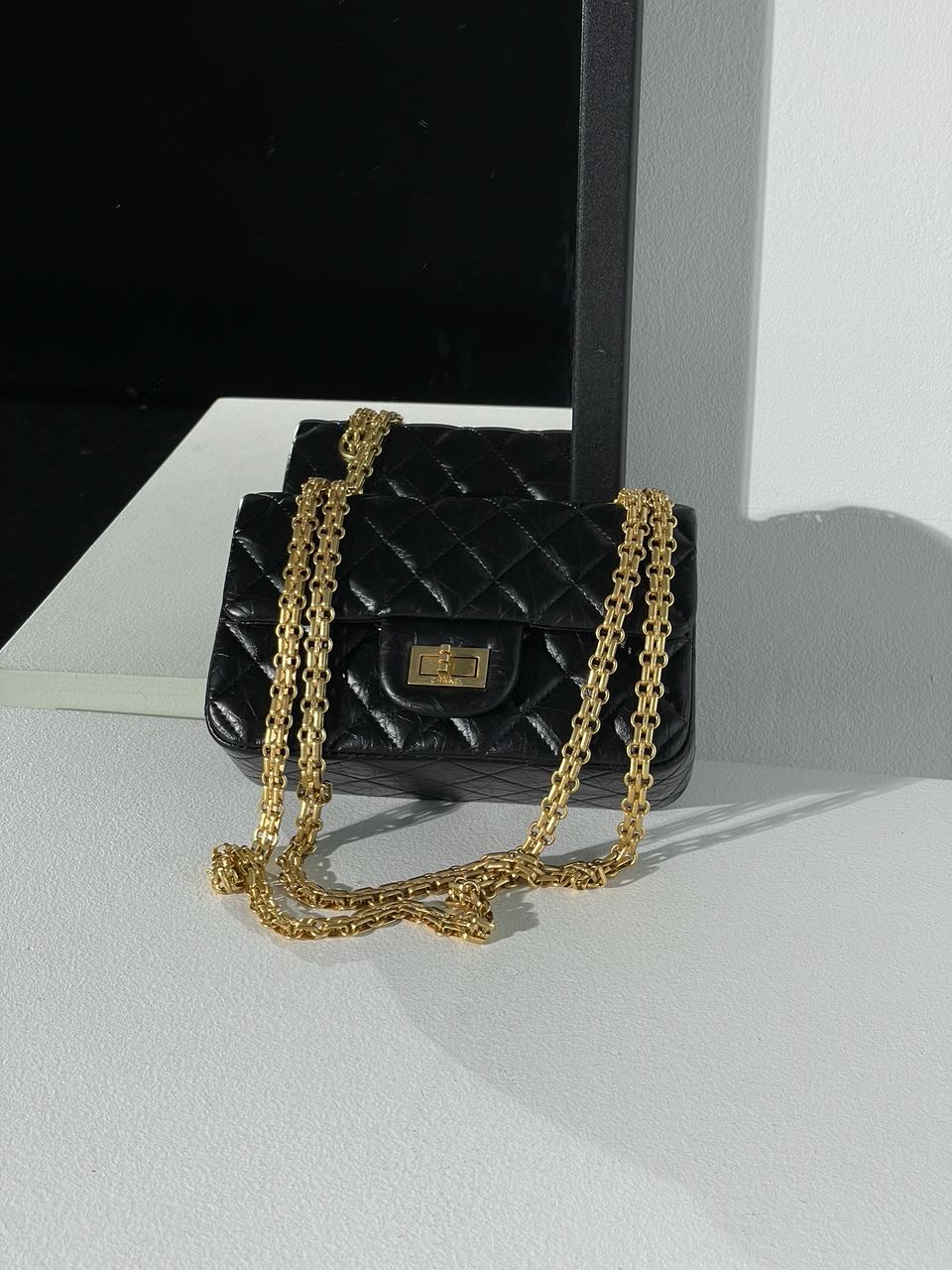 Chanel 1.55 Reissue Double Flap Leather Bag Black/Gold - 5