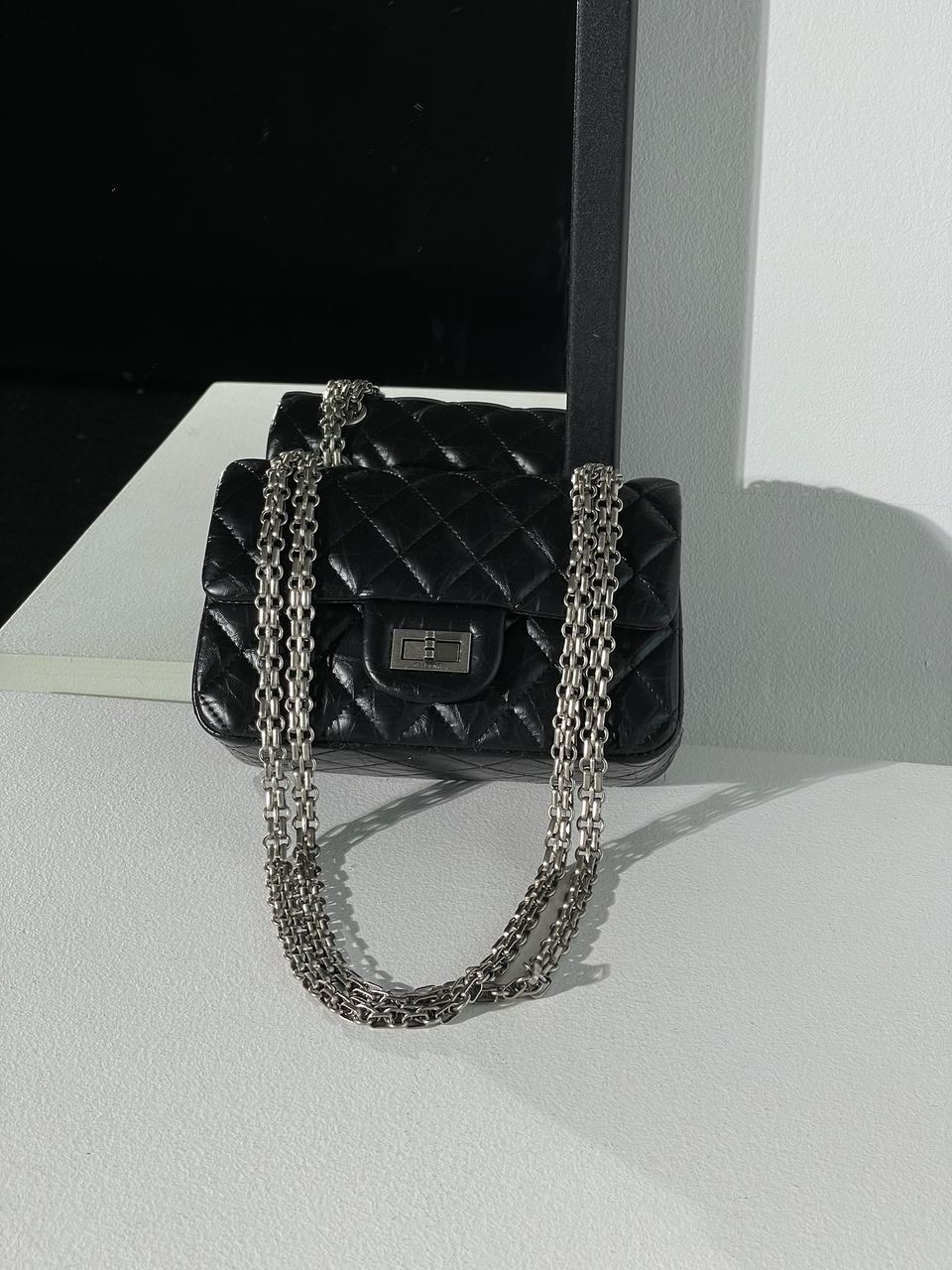 Chanel 1.55 Reissue Double Flap Leather Bag Black/Silver - 5