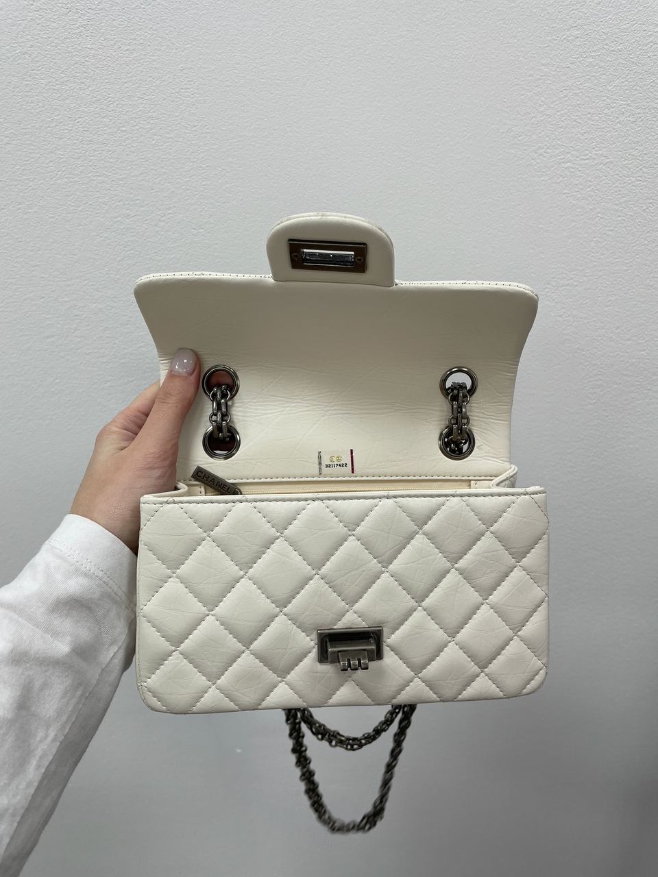Chanel 1.55 Reissue Double Flap Leather Bag White/Black - 11