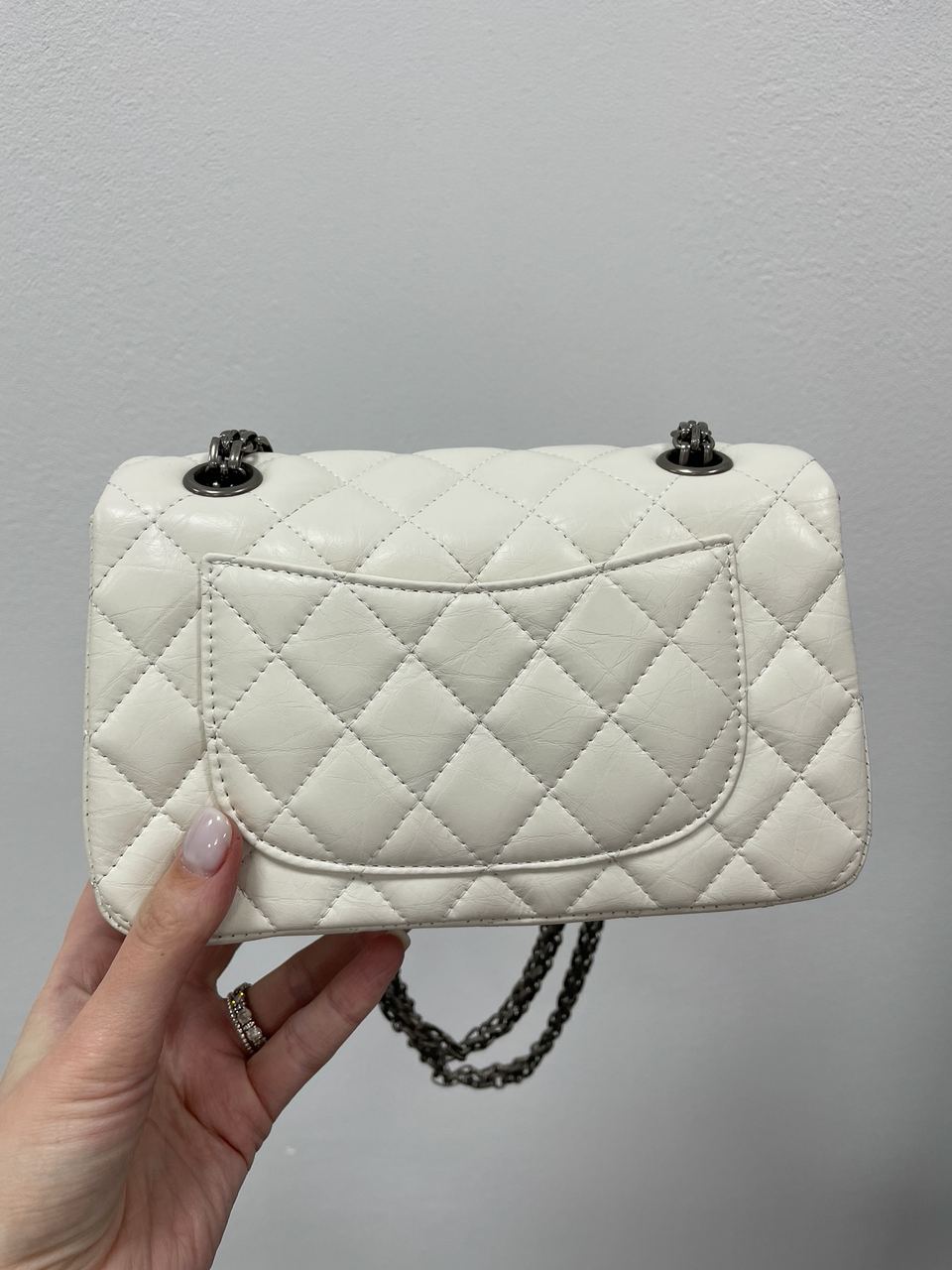 Chanel 1.55 Reissue Double Flap Leather Bag White/Black - 8