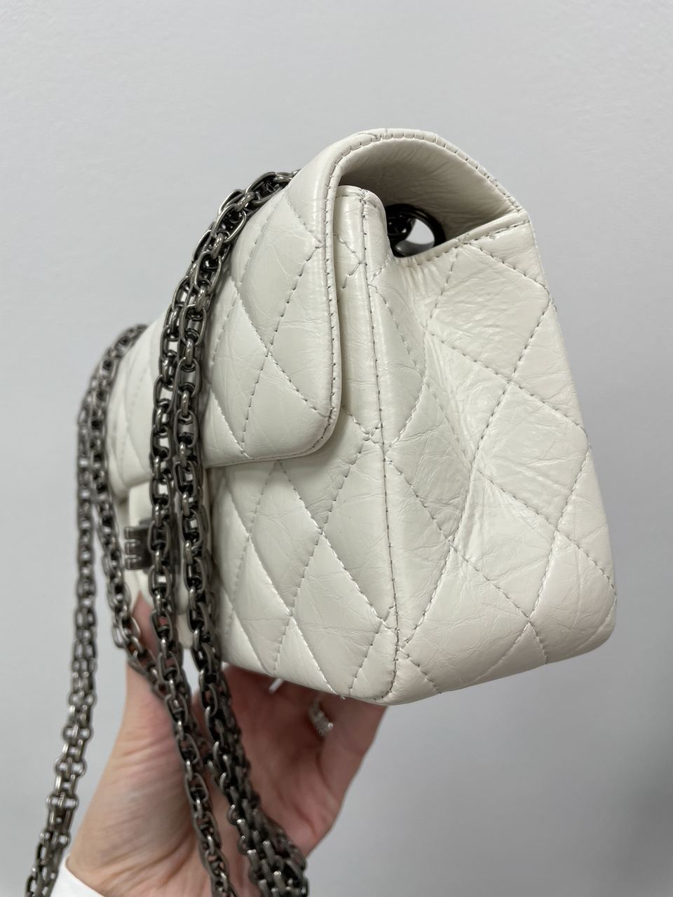 Chanel 1.55 Reissue Double Flap Leather Bag White/Black - 9