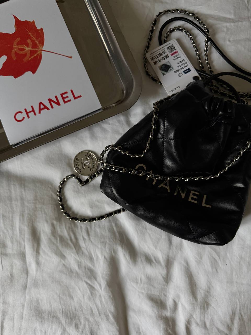 Chanel 22 Handbag Black Quilted Calfskin with Silver Hardware - 7