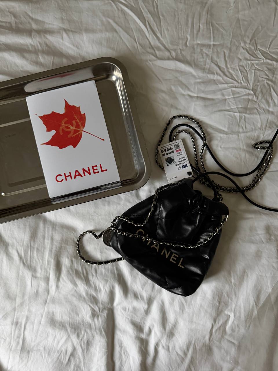 Chanel 22 Handbag Black Quilted Calfskin with Silver Hardware - 8