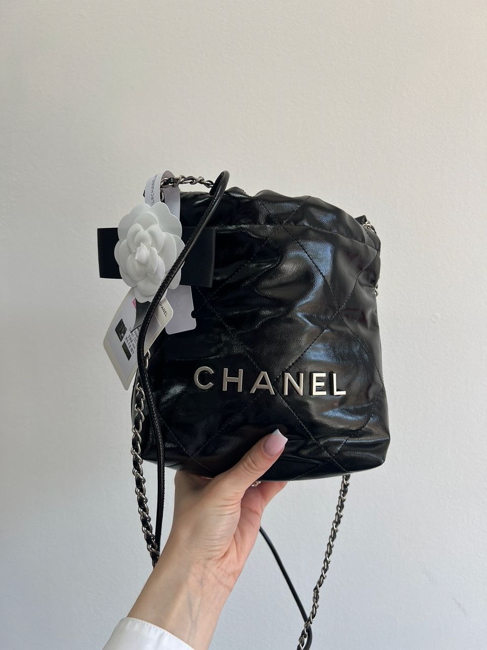 Chanel Black Quilted Calfskin Mini 22 Bag Silver Hardware - 3