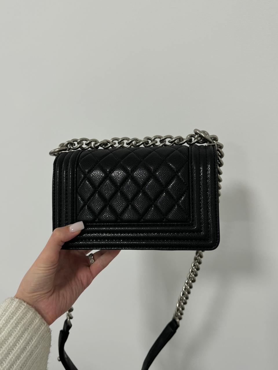 Chanel Boy Black/Silver Caviar RHW Mini - 5