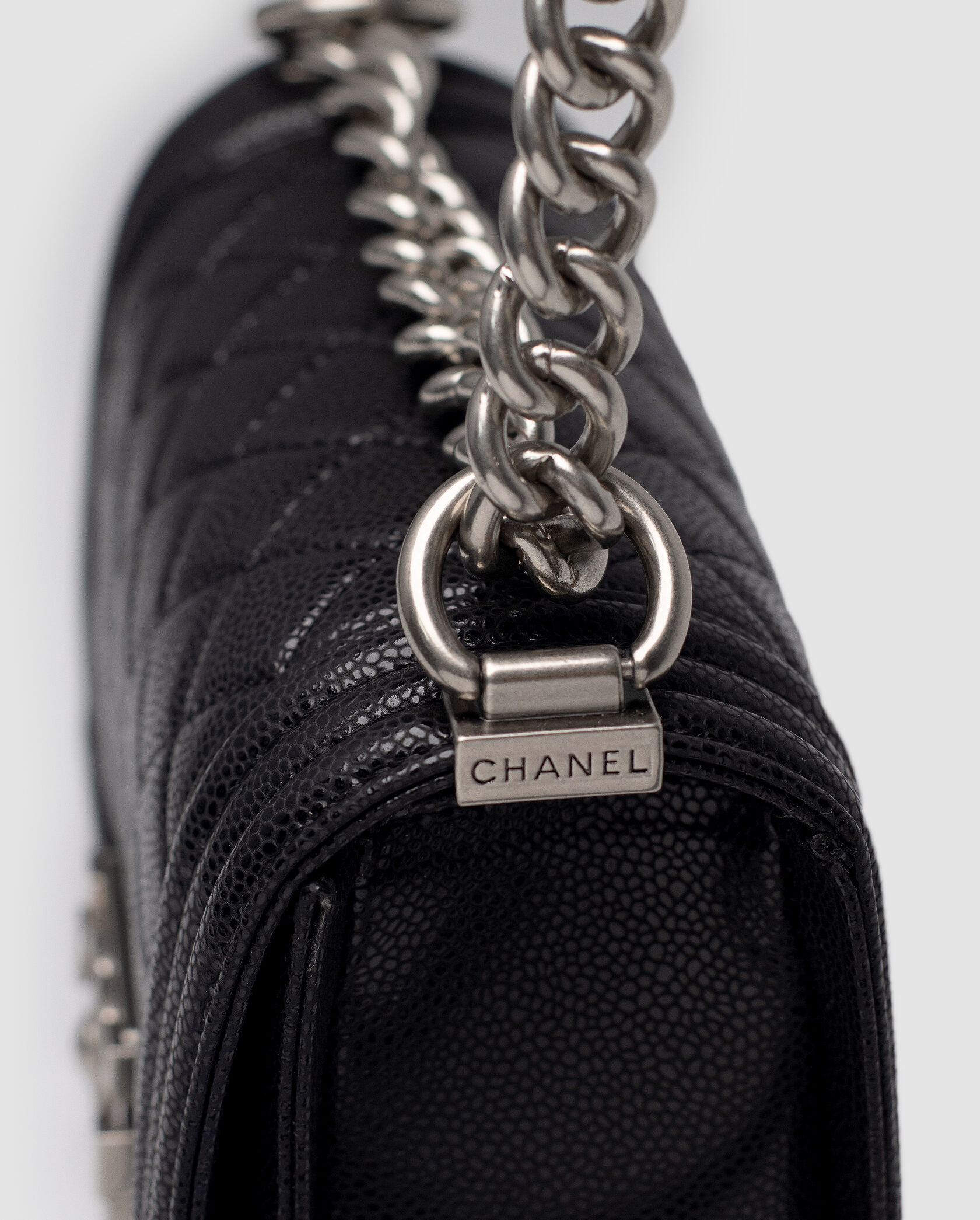 Chanel Boy Black/Silver Caviar RHW Mini - 8