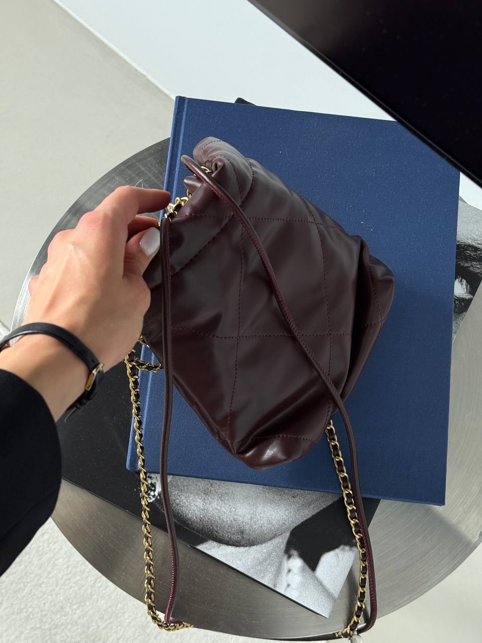 Chanel Burgundy Quilted Calfskin Mini 20 Bag Gold - 6