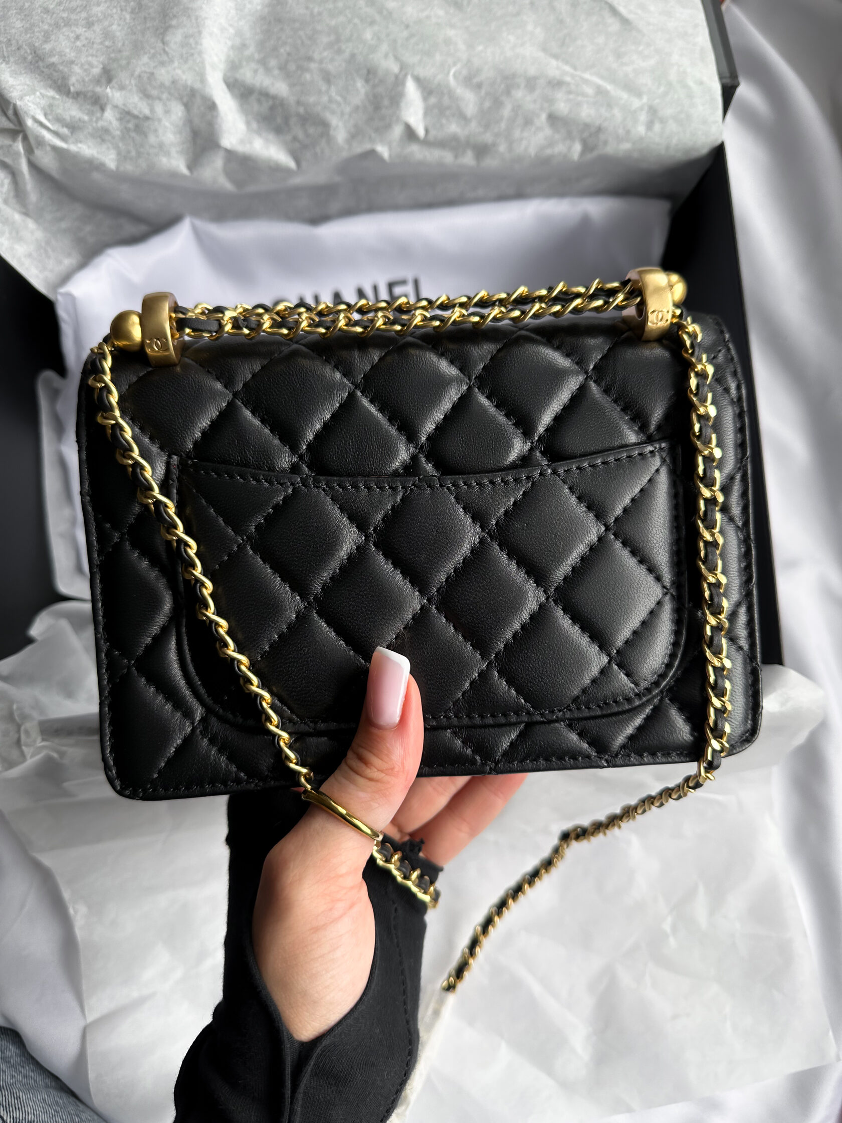 Chanel Calfskin Quilted Perfect Fit Wallet On Chain Black/Gold - 4