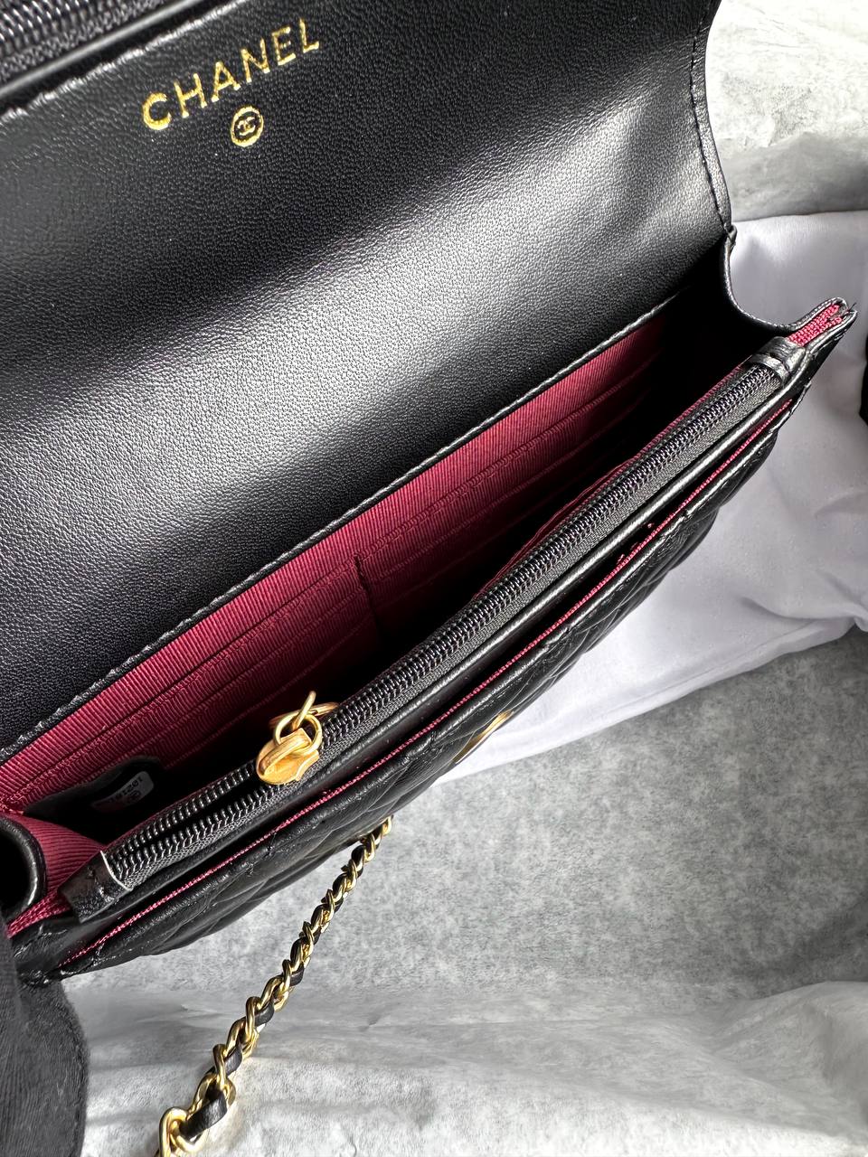 Chanel Calfskin Quilted Perfect Fit Wallet On Chain Black/Gold - 5