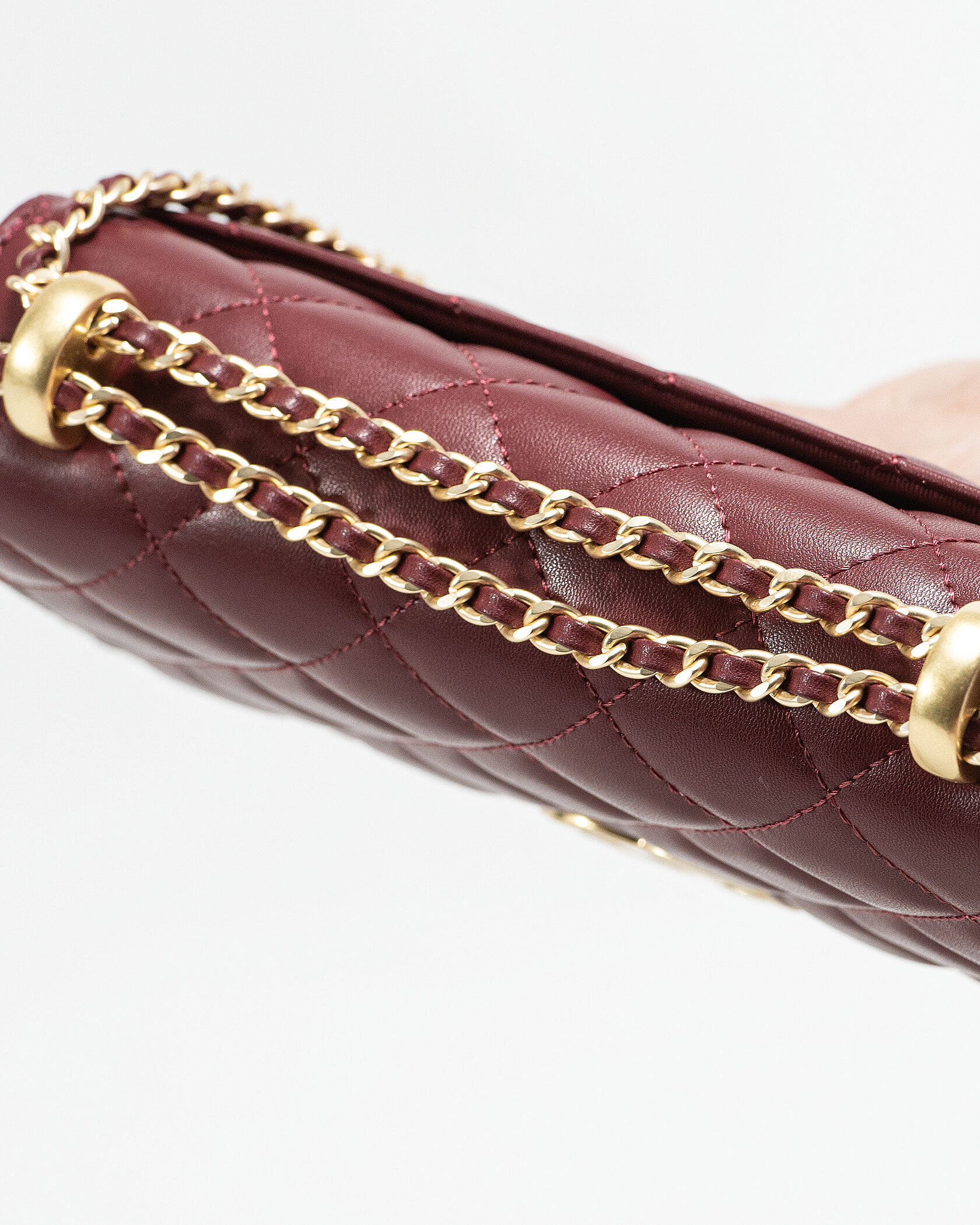 Chanel Calfskin Quilted Perfect Fit Wallet On Chain Burgundy/Gold - 12