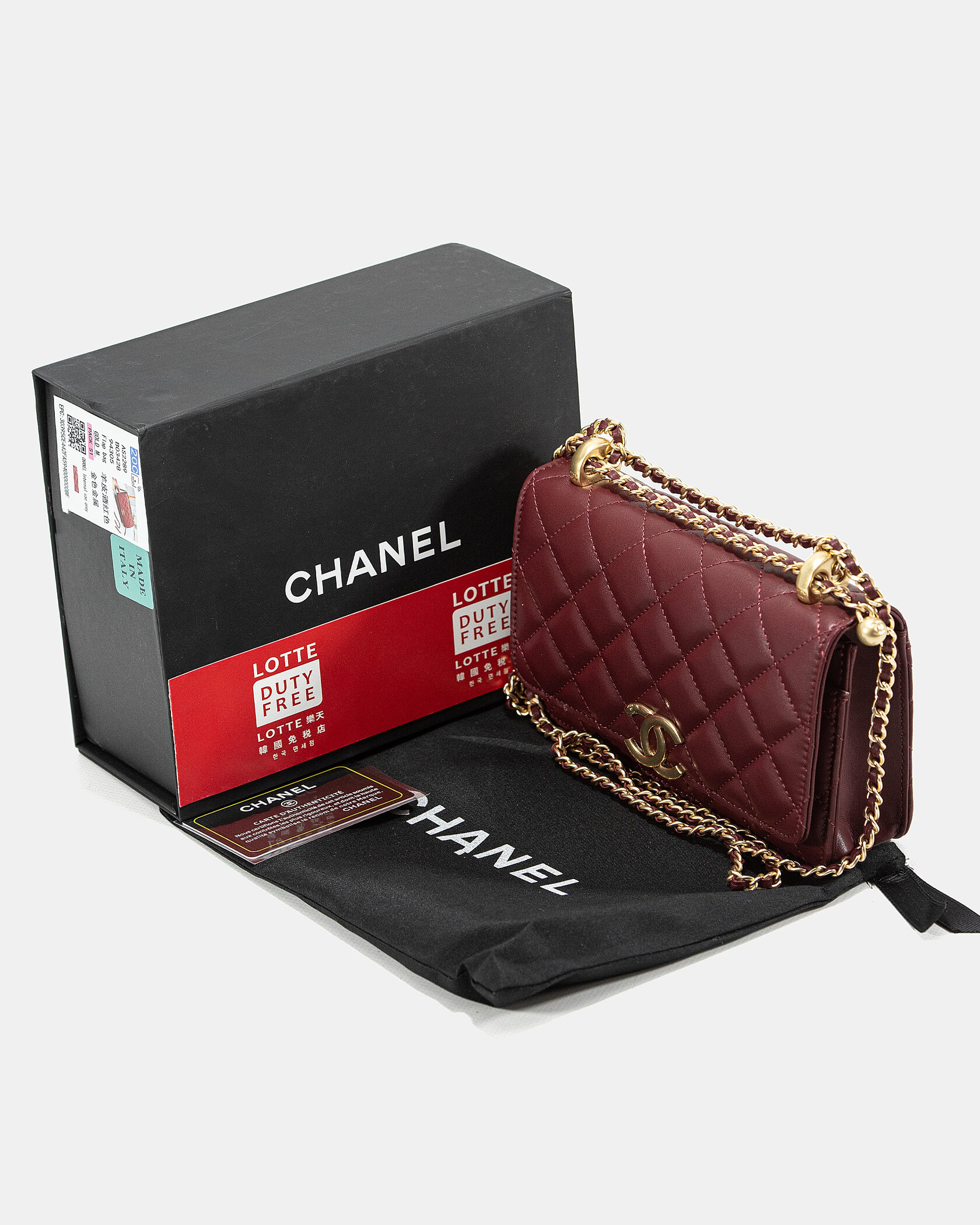 Chanel Calfskin Quilted Perfect Fit Wallet On Chain Burgundy/Gold - 2