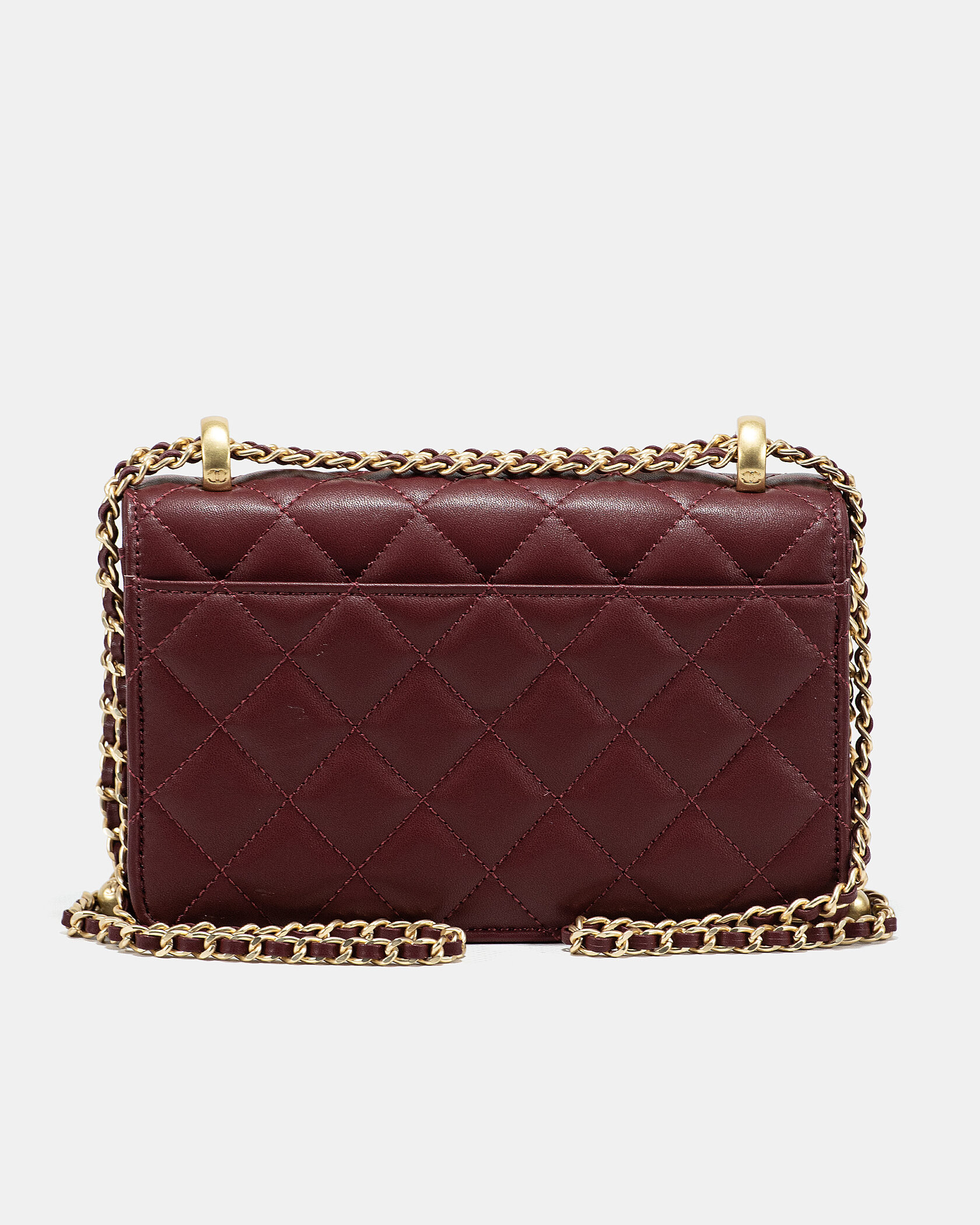 Chanel Calfskin Quilted Perfect Fit Wallet On Chain Burgundy/Gold - 9