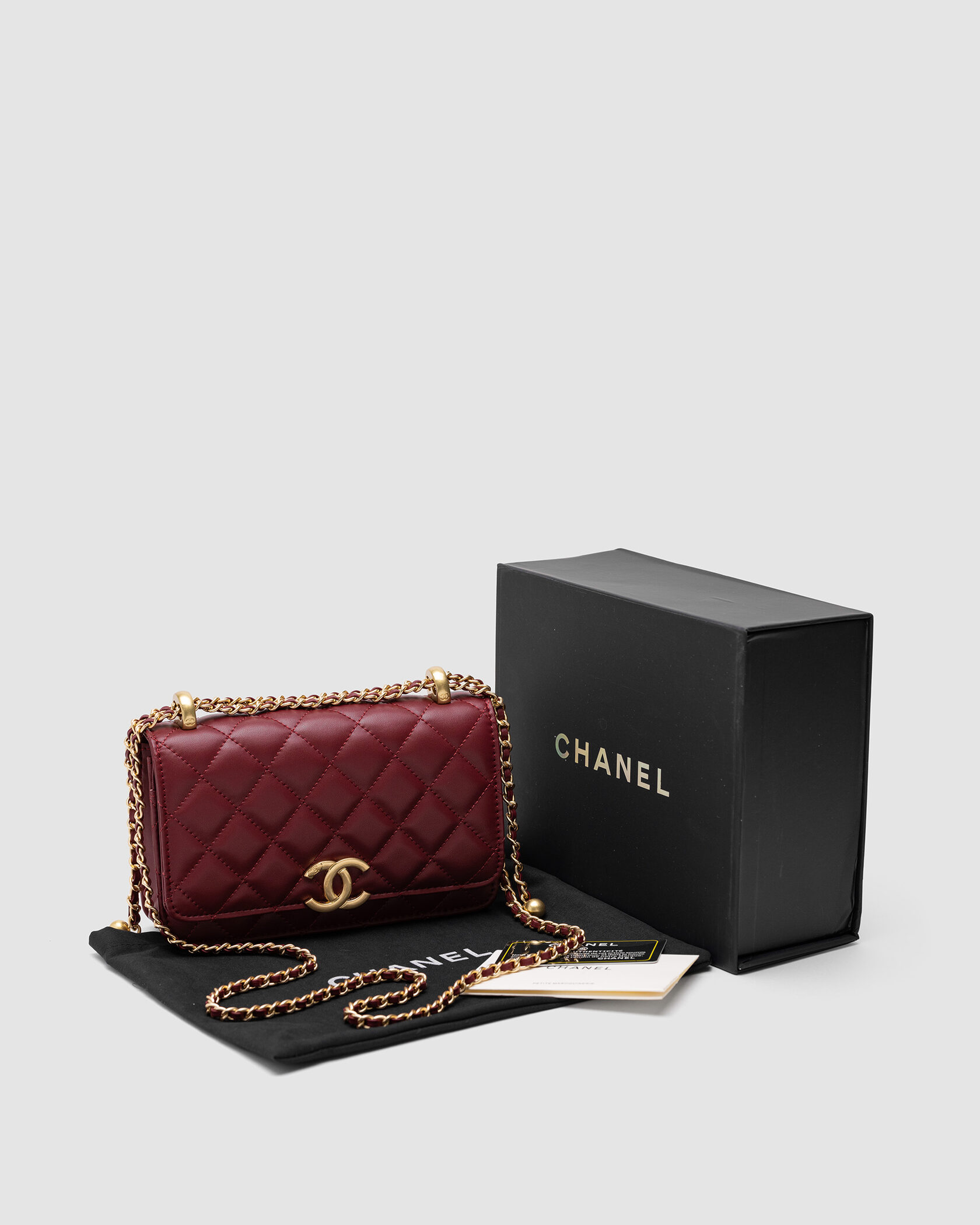 Chanel Calfskin Quilted Perfect Fit Wallet On Chain Burgundy/Gold - 2