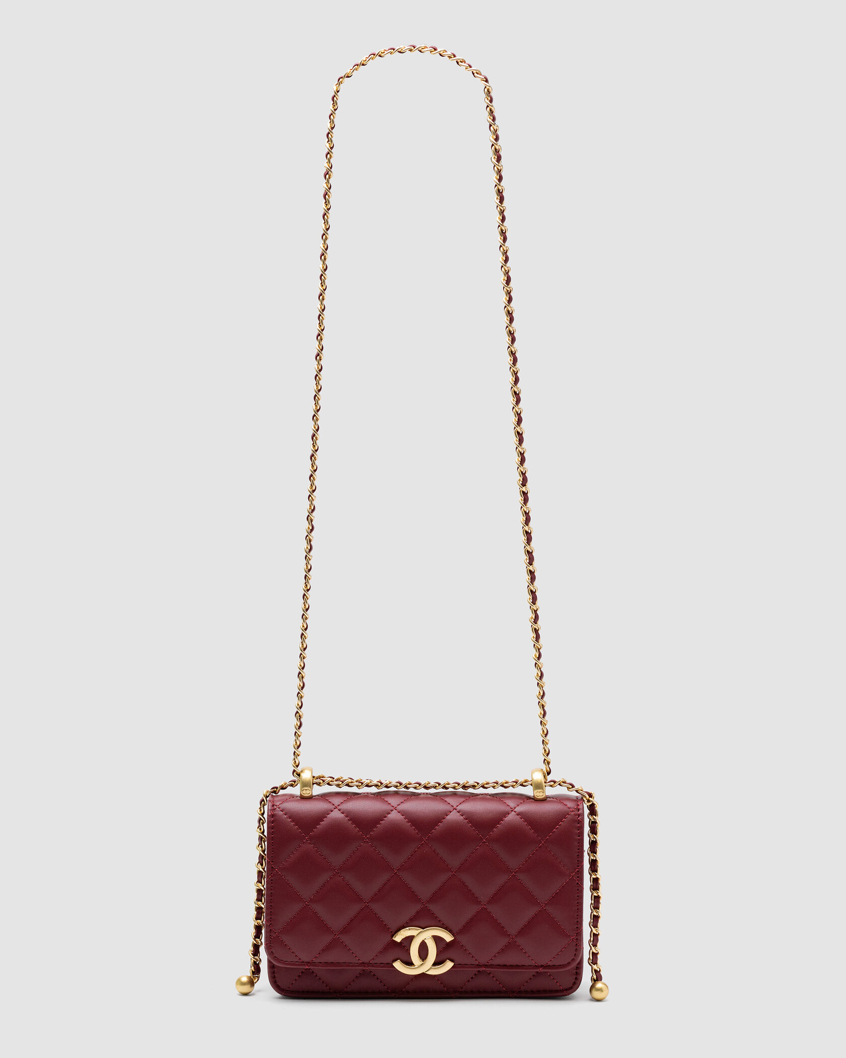 Chanel Calfskin Quilted Perfect Fit Wallet On Chain Burgundy/Gold - 3