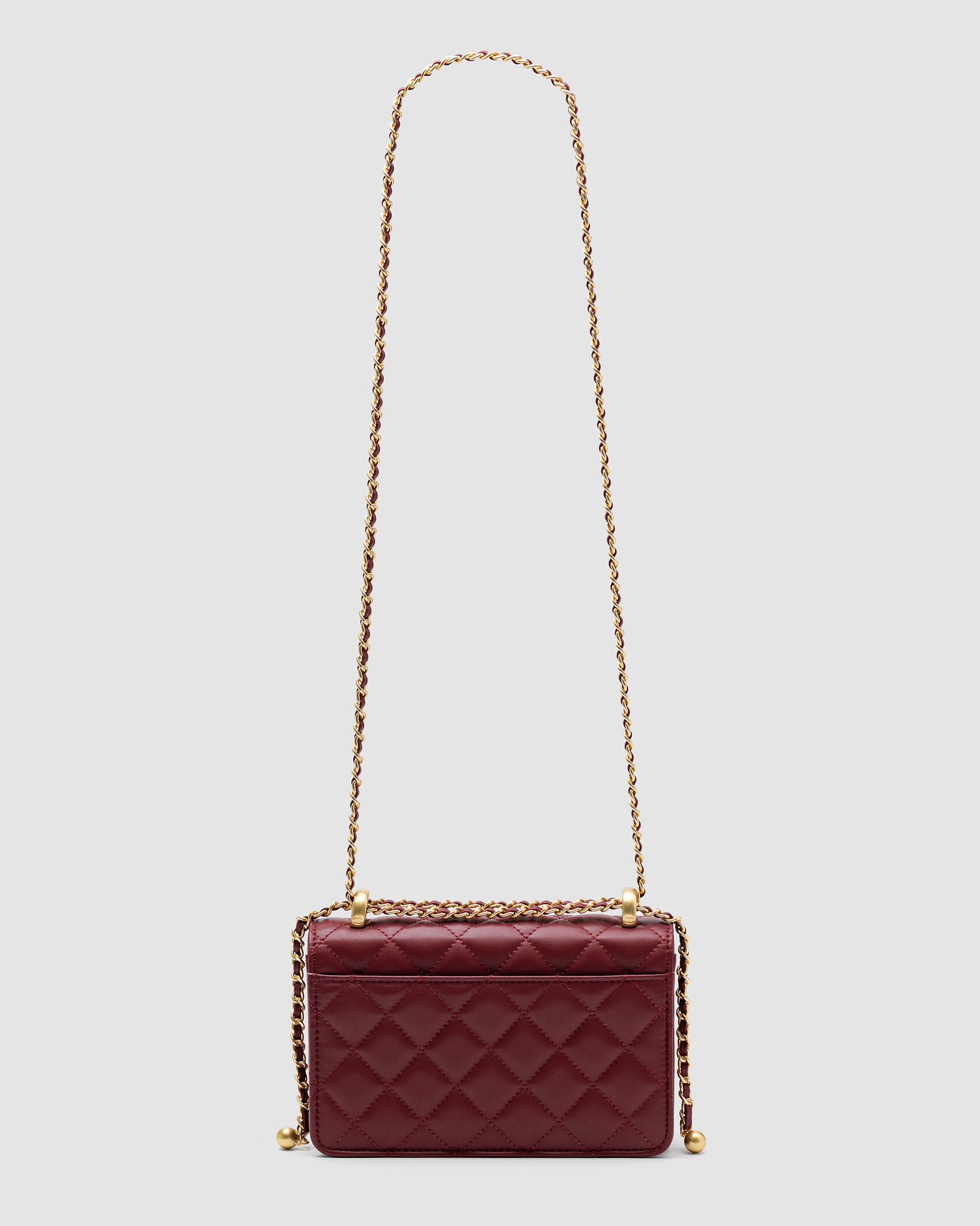 Chanel Calfskin Quilted Perfect Fit Wallet On Chain Burgundy/Gold - 4
