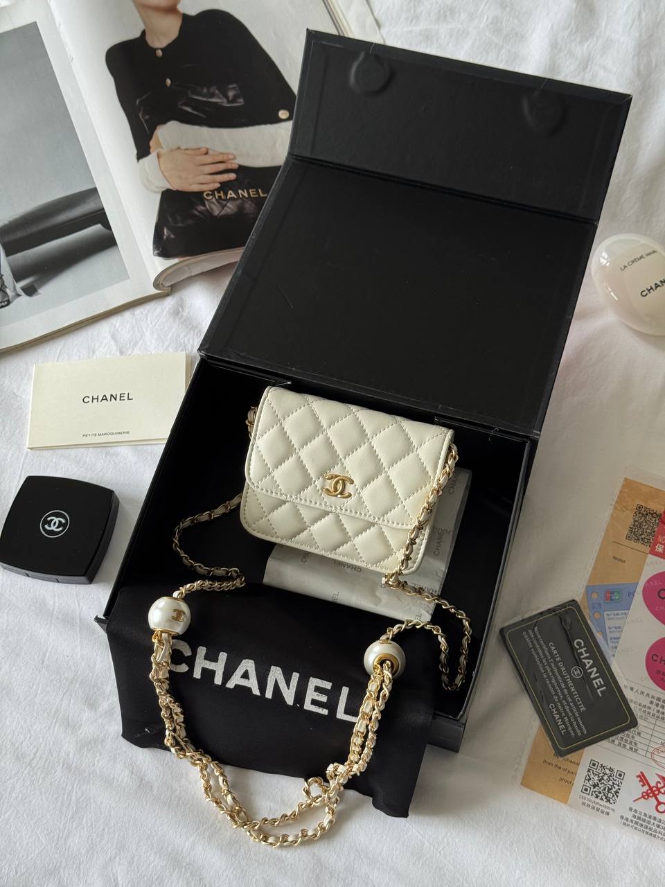 Chanel Calfskin Quilted Perfect Fit Wallet On Chain Mioni Milk - 2