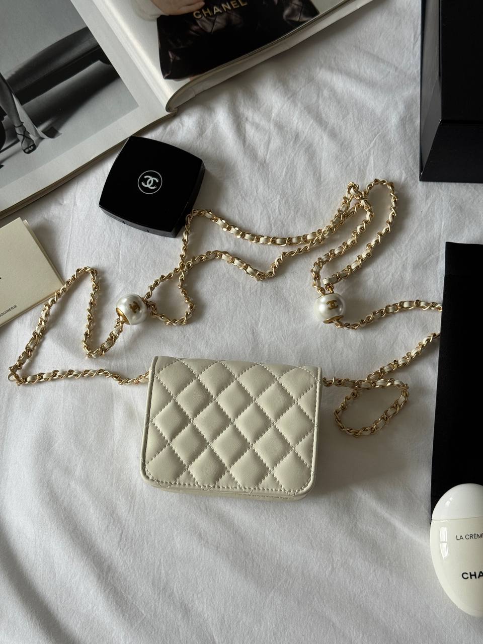 Chanel Calfskin Quilted Perfect Fit Wallet On Chain Mioni Milk - 7