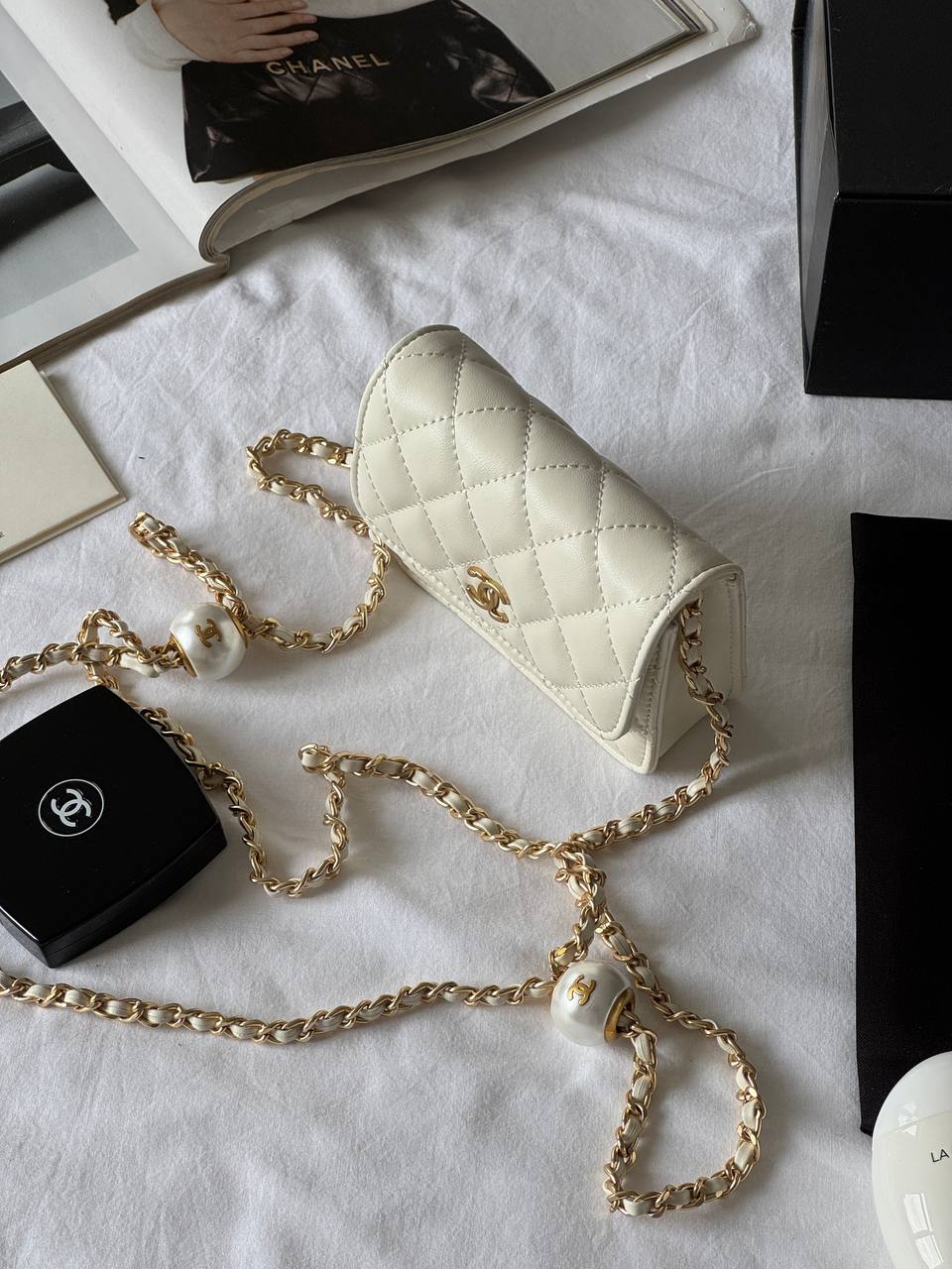 Chanel Calfskin Quilted Perfect Fit Wallet On Chain Mioni Milk - 8