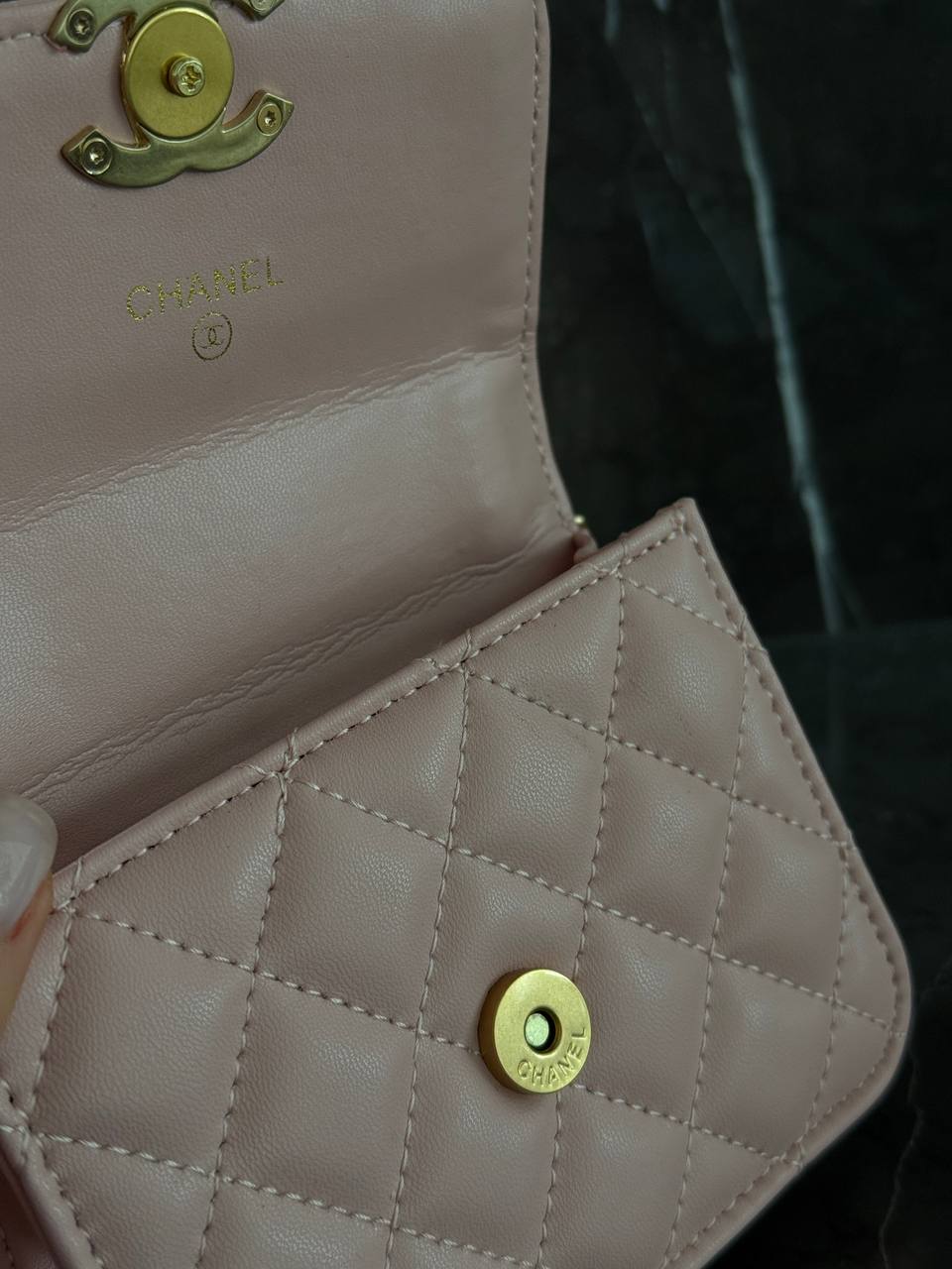 Chanel Calfskin Quilted Perfect Fit Wallet On Chain Mioni pink - 9