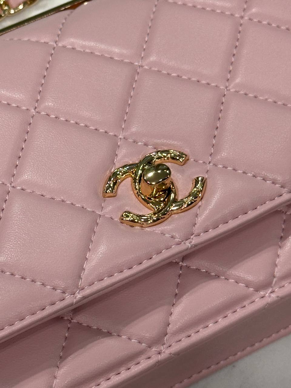Chanel Calfskin Quilted Perfect Fit Wallet On Chain Pink/Gold - 10