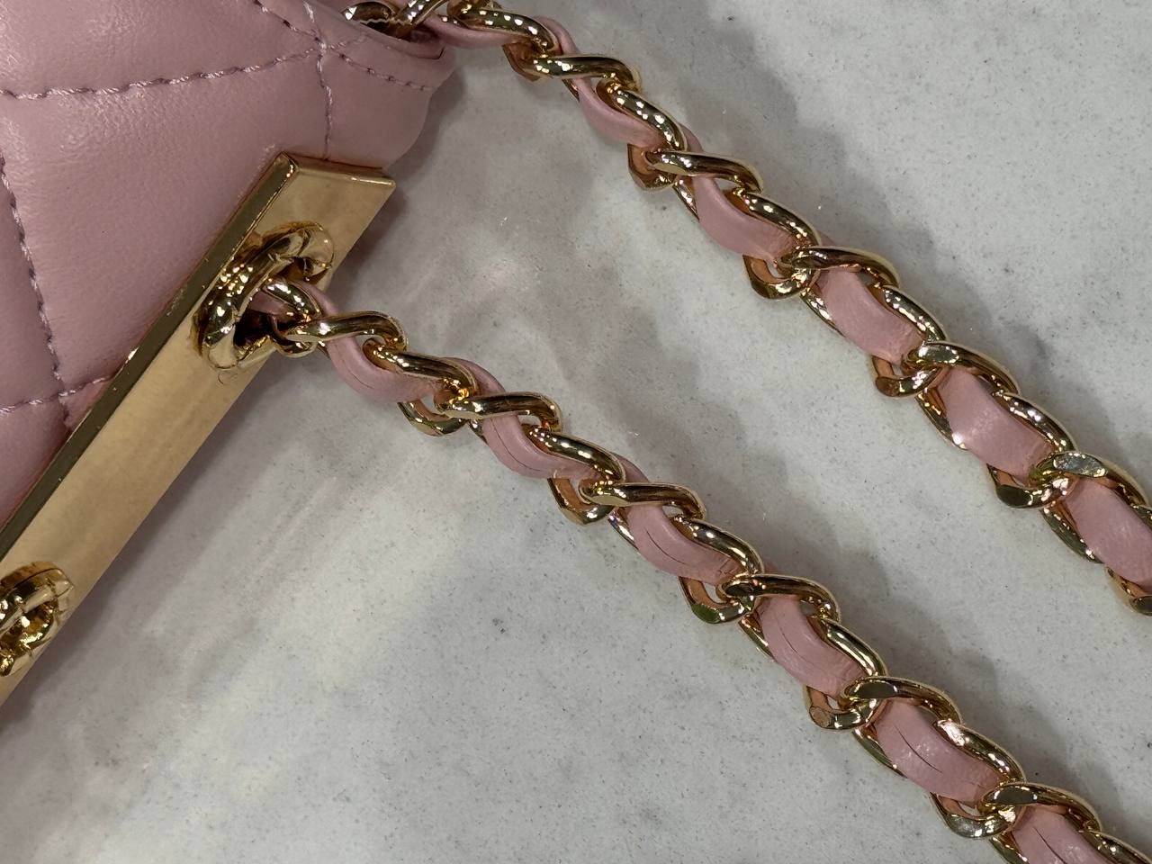 Chanel Calfskin Quilted Perfect Fit Wallet On Chain Pink/Gold - 12