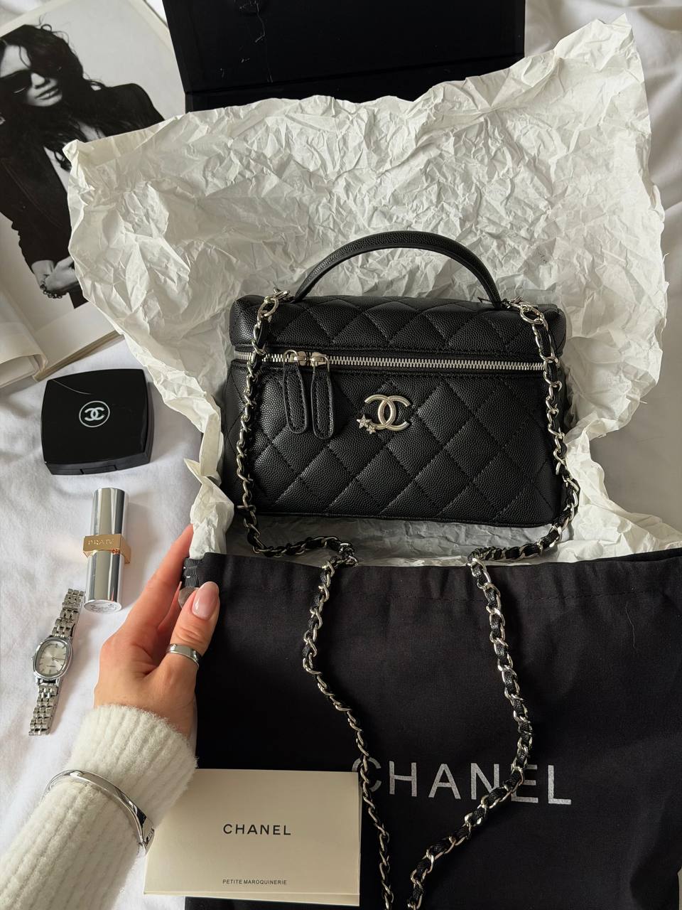 Chanel Caviar Quilted CC Top Handle Long Vanity - 4