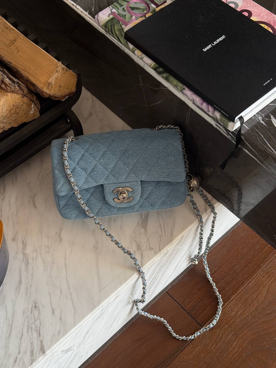 Chanel Classic 1.55 Small Single Flap Denim/Silver - 4
